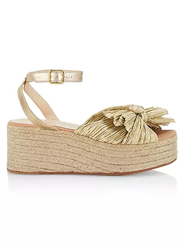 Gaby Pleated Bow Espadrille Sandals