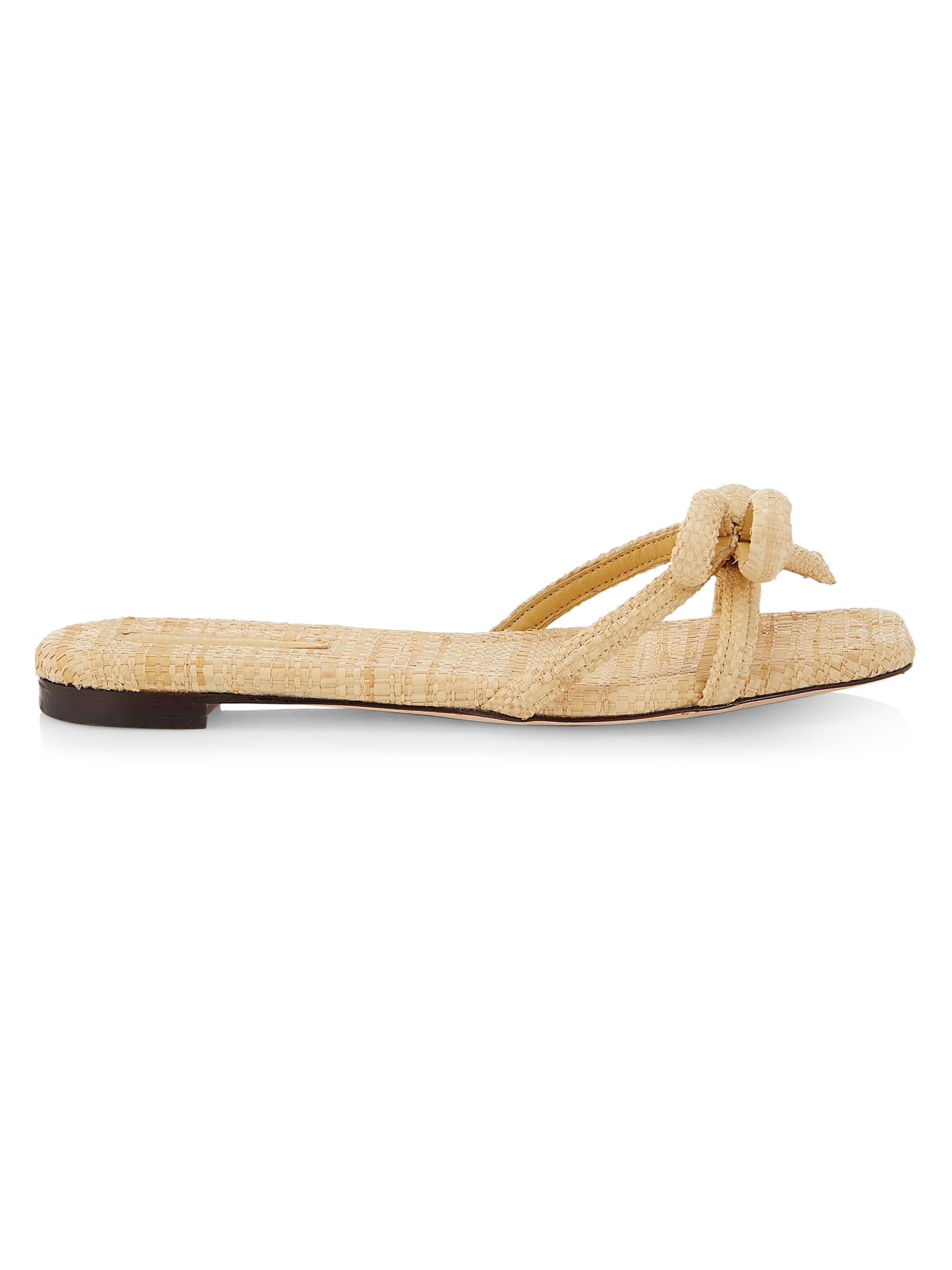 Loeffler Randall Women's Hadley Raffia Bow Sandals - Natural