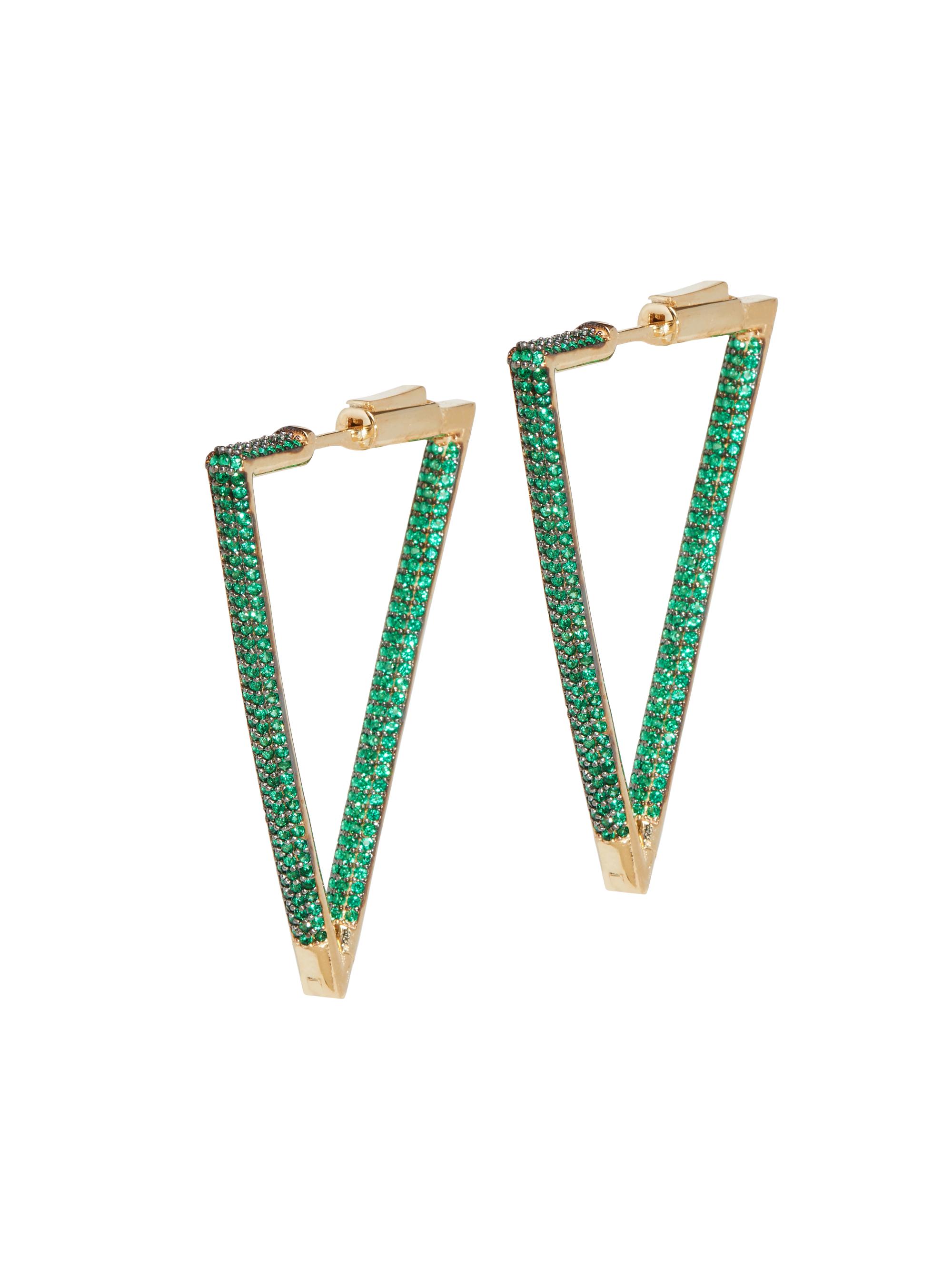 Nickho Rey Women's Novelty 14K Gold Vermeil & Crystal Bermuda Hoops - Green