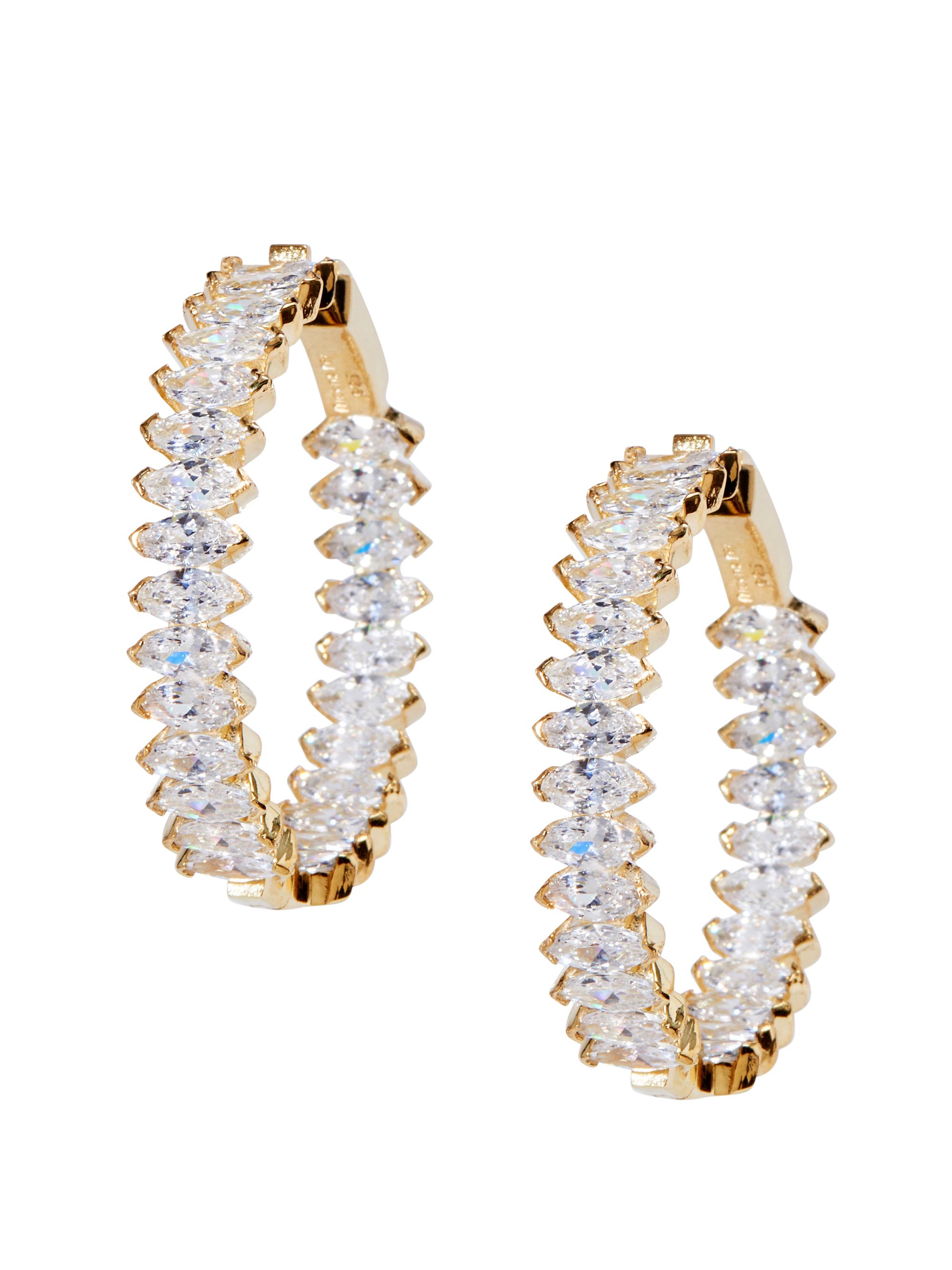 Nickho Rey Women's Novelty 14K Gold-Vermeil & Marquise-Cut Crystal Inside-Out Hoops - Gold