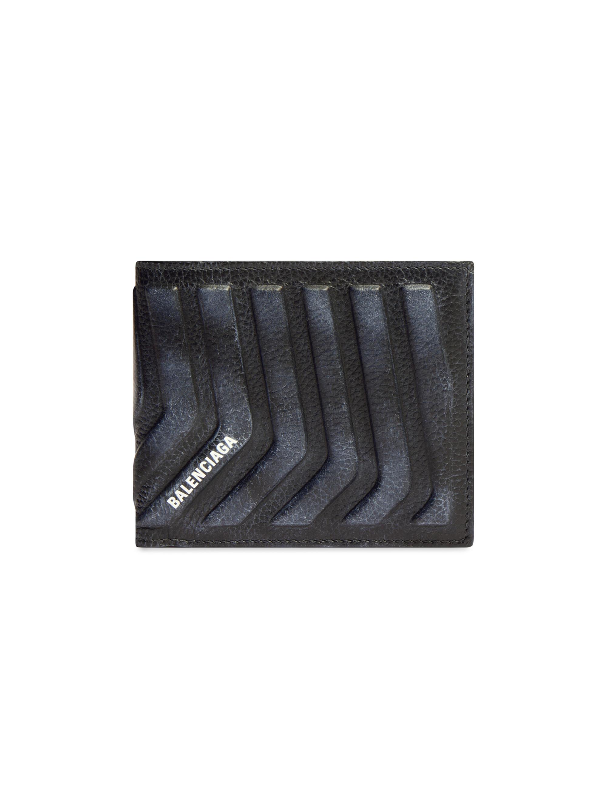 Balenciaga Men's Car Square Folded Wallet Dirty Effect - Black
