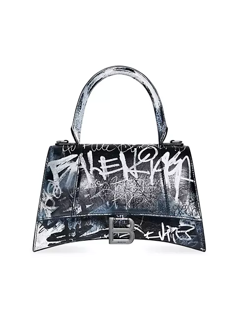 Balenciaga Women's Hourglass Small Graffiti Handbag - Black