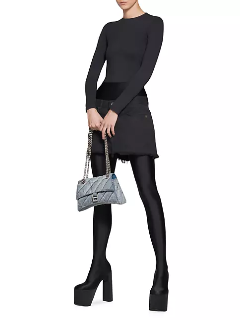 Balenciaga Women's Crush Quilted Denim Shoulder Bag