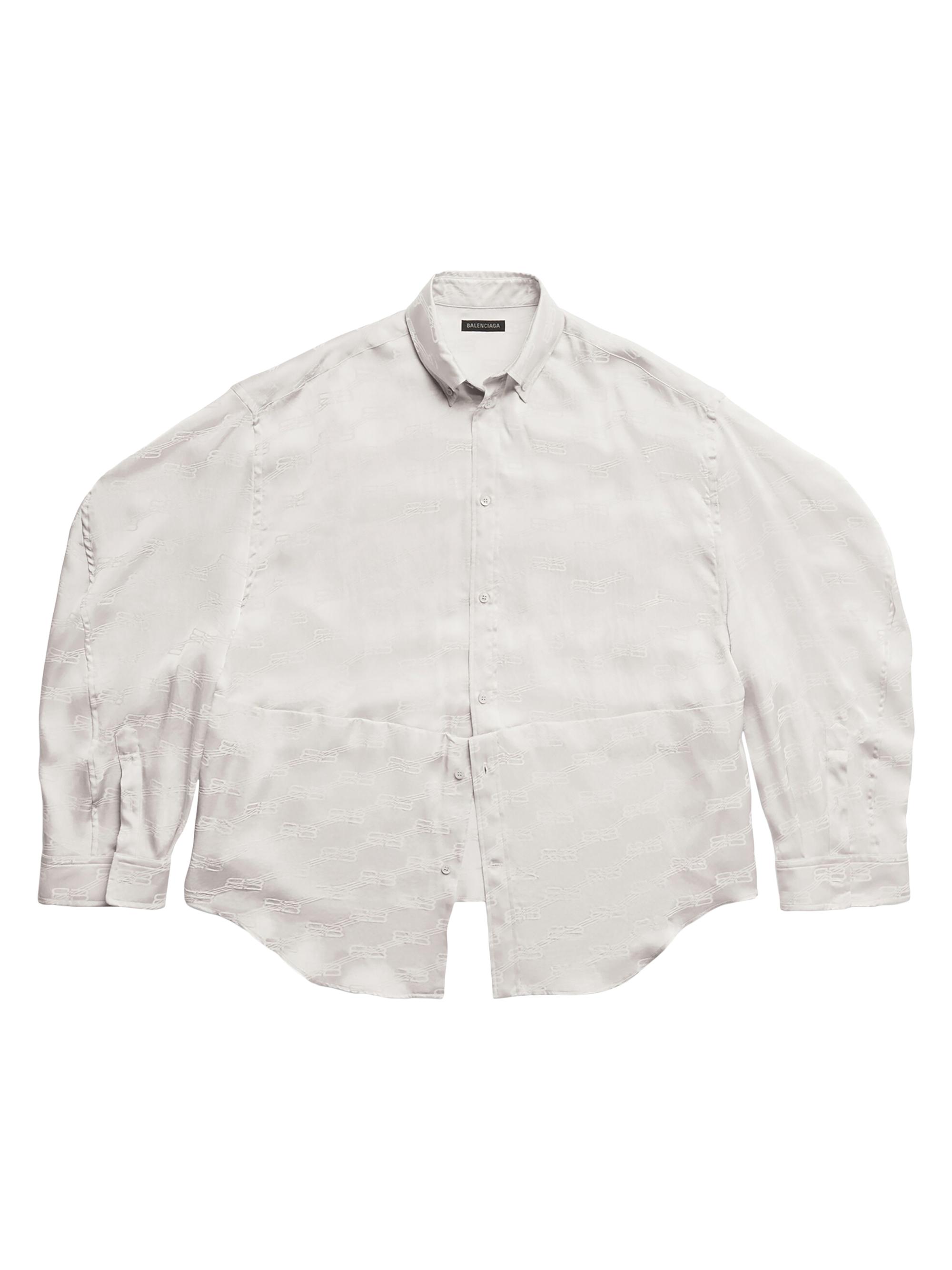 Balenciaga Women's BB Monogram Twisted Sleeve Shirt - Grey