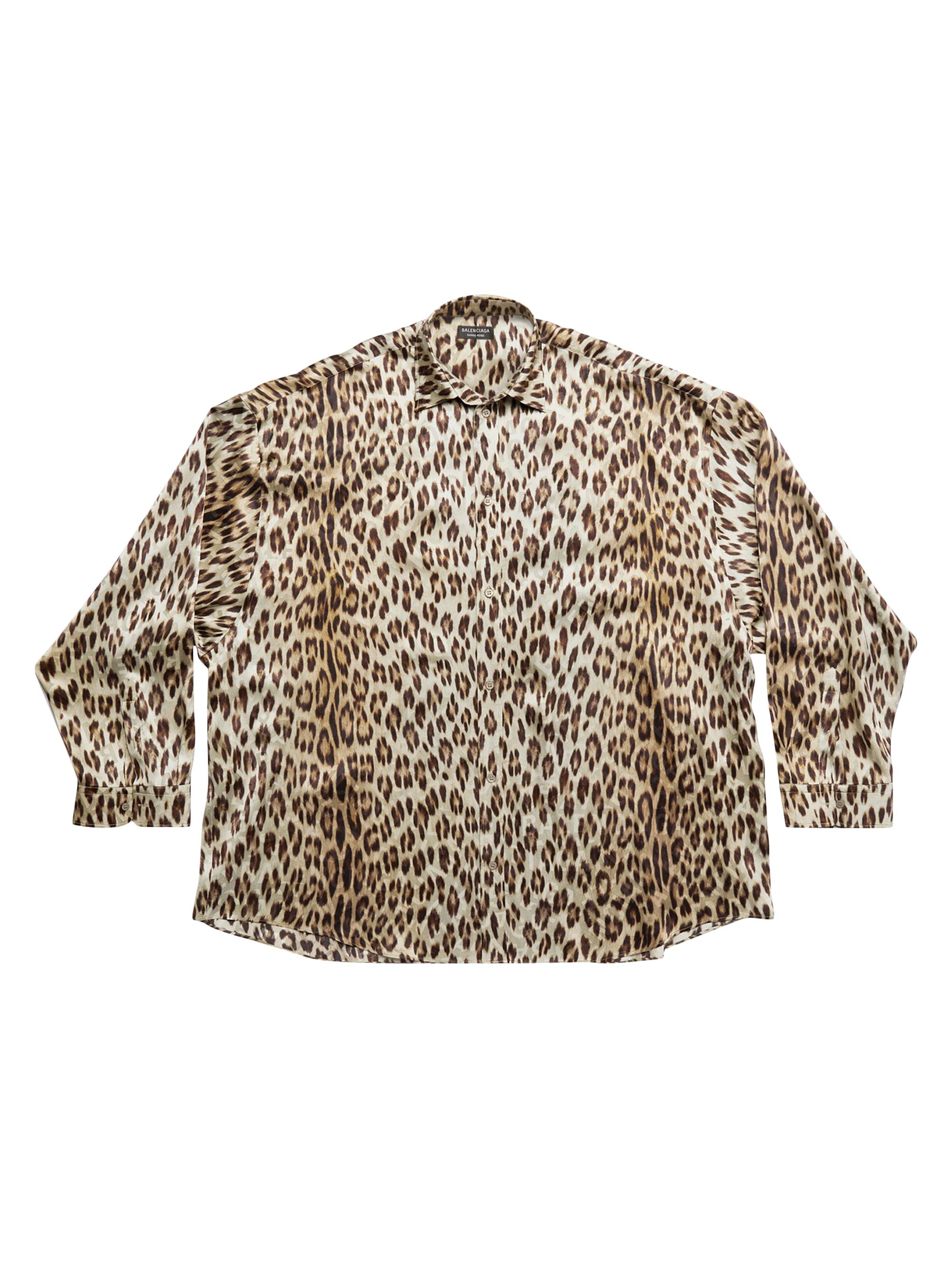 Balenciaga Women's Leopard Shirt Oversized - Beige