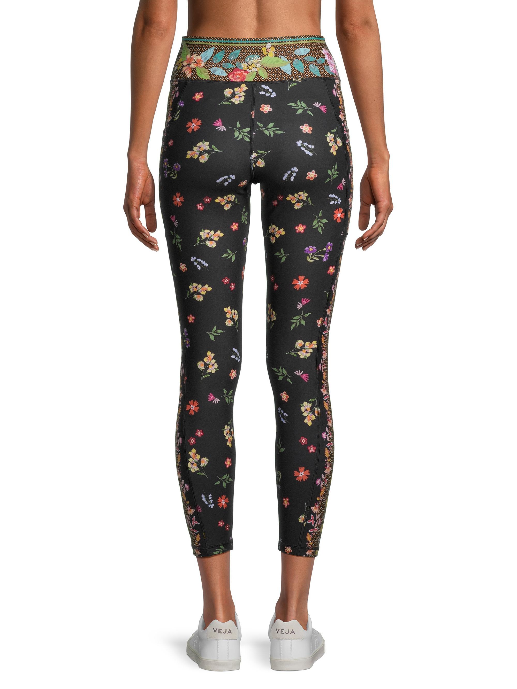 Johnny Was Leggings Grigio Antracite Ricamo Floreale – Pantaloni Donna Taglia XXL Nuovi Con Etichette