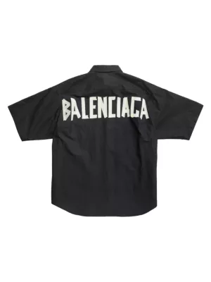 Balenciaga logo-print silk shirt - Blue