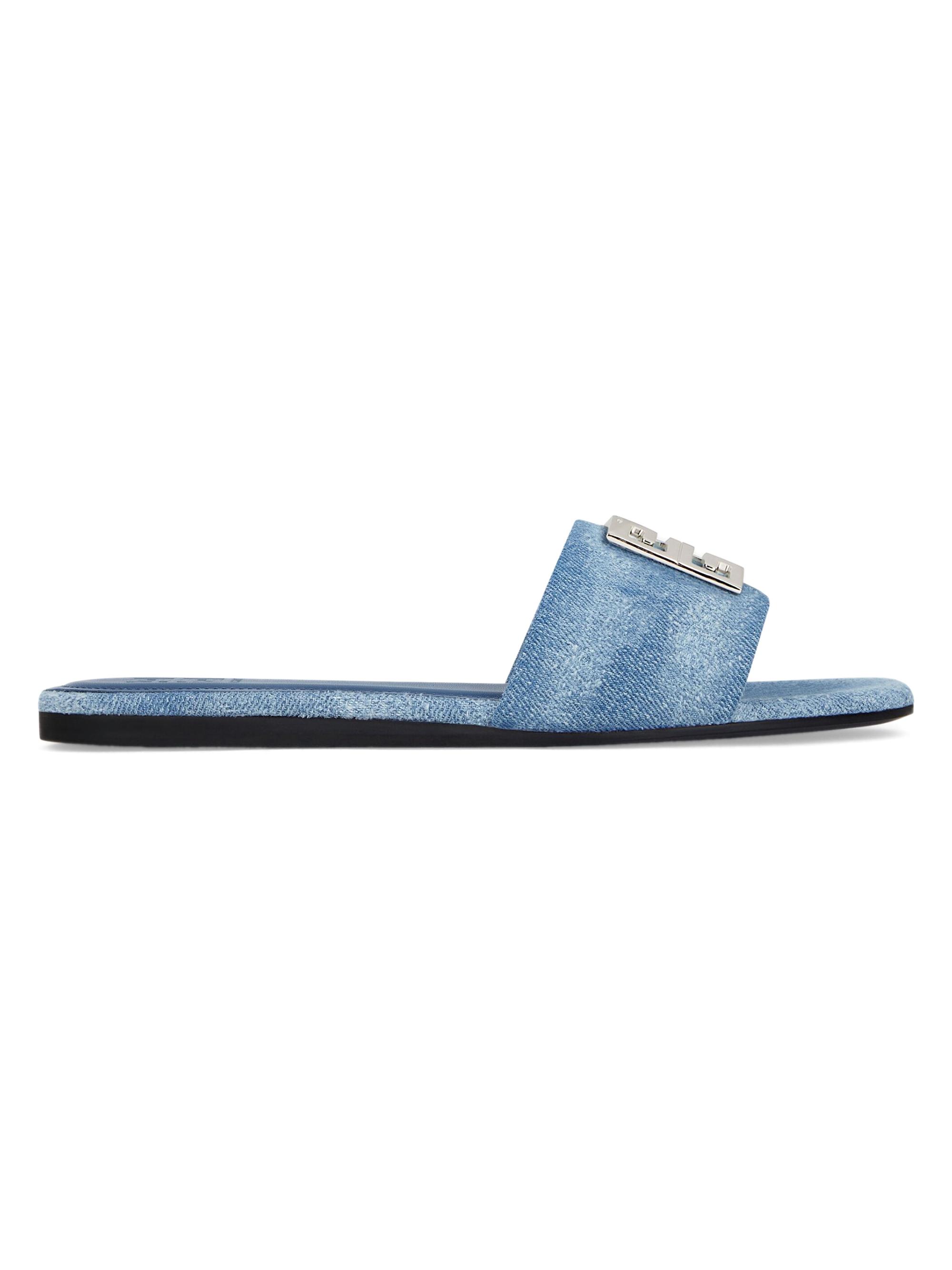 Givenchy Women's 4G Flat Mules in Washed Denim - Medium Blue