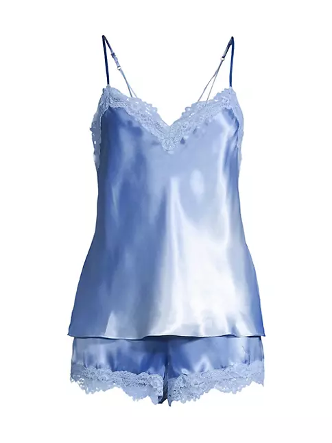 in Bloom Women's Madelyn Satin & Lace Short Pajamas - Sky Blue - Size XL
