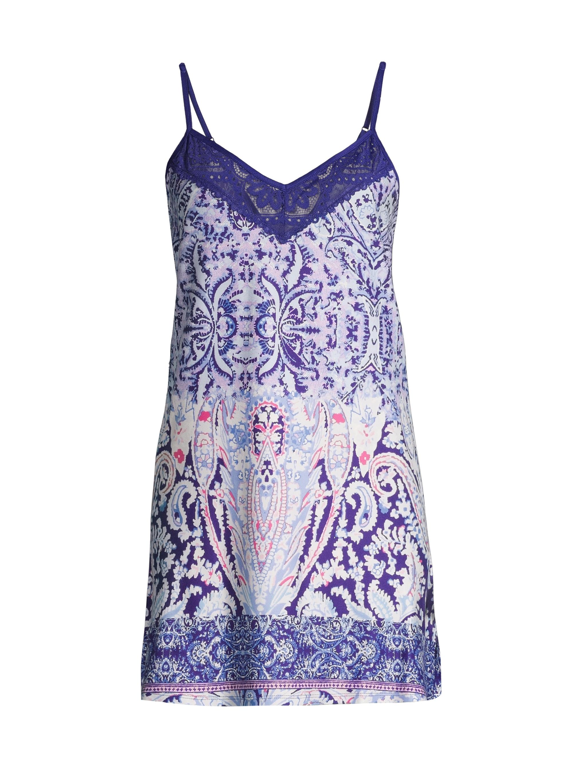 In Bloom Women's Nora Lace-Trim Knit Chemise - Navy