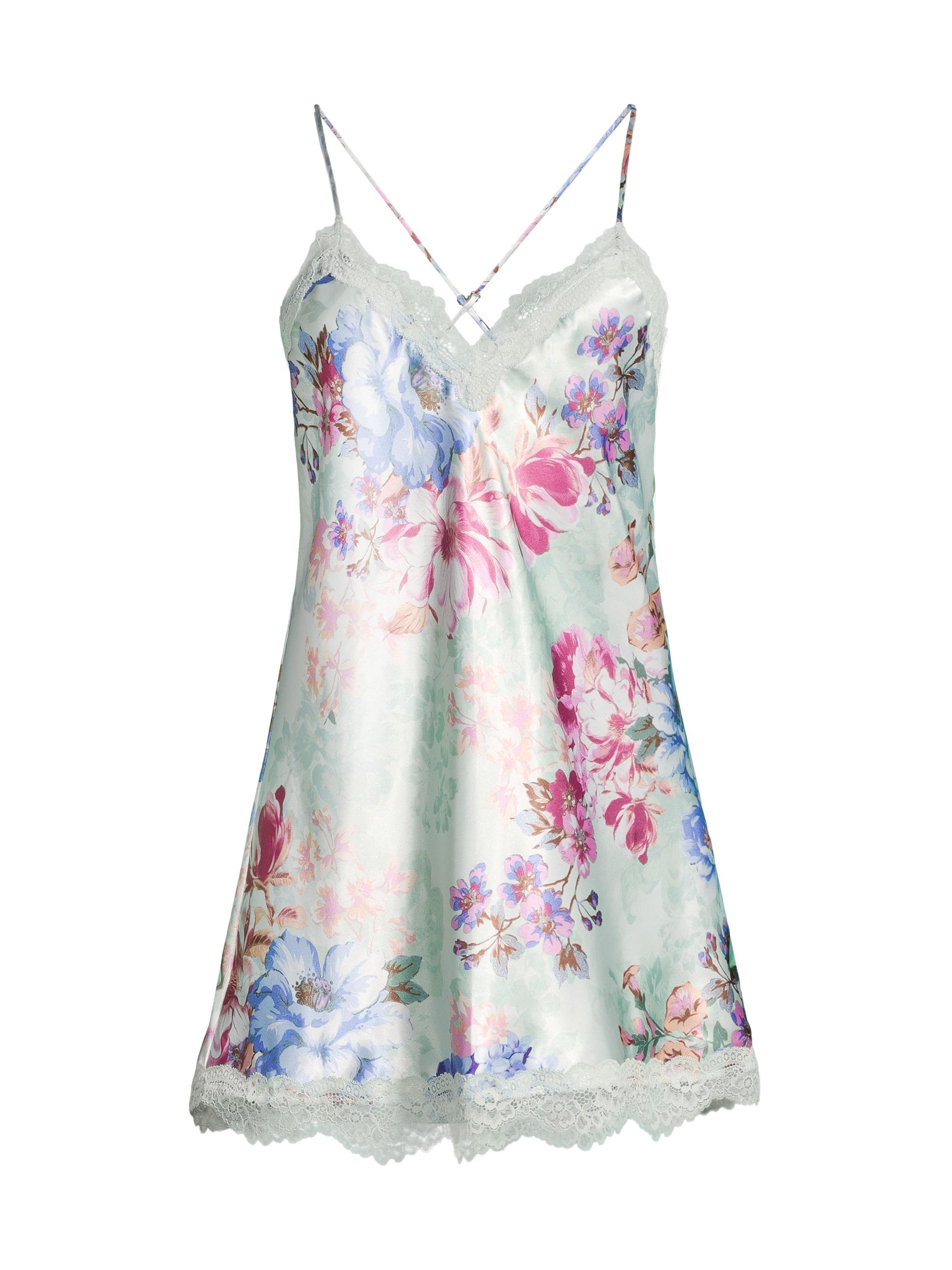 In Bloom Women's Madelyn Floral Satin & Lace Chemise - Tea Green