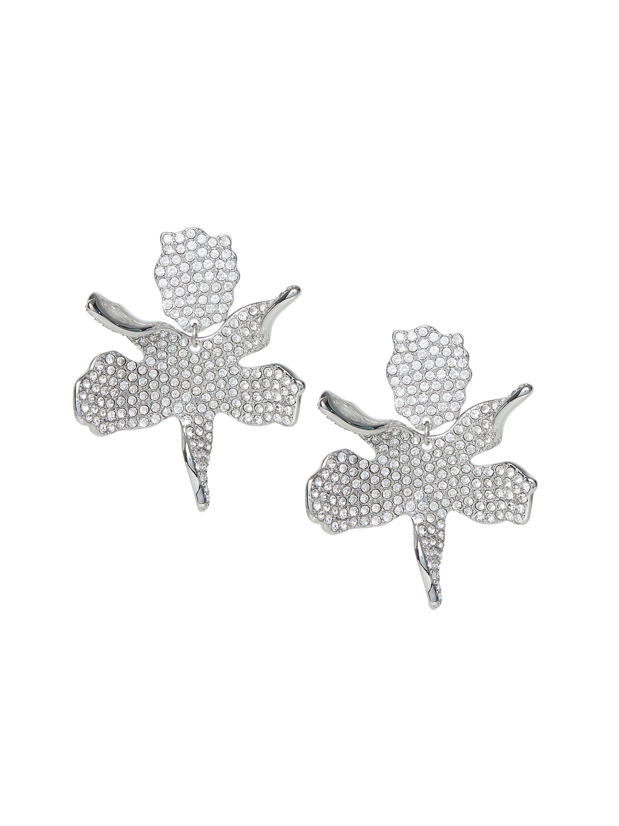 Lele Sadoughi Women's Paper Lily  Silvertone & Glass Crystal Drop Earrings - Crystal