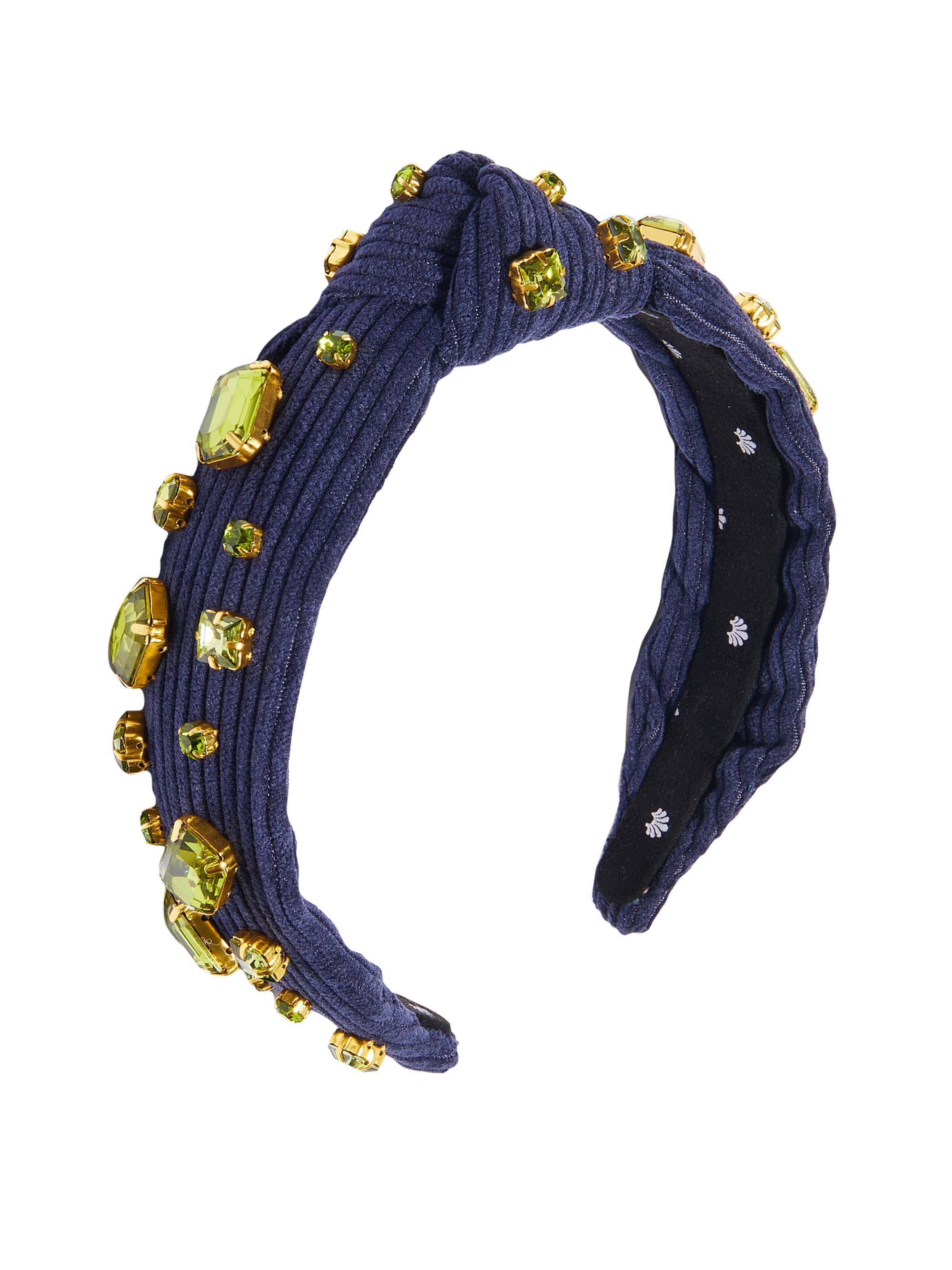 Lele Sadoughi Women's Slim Knotted Crystal-Embellished Corduroy Headband - Blue