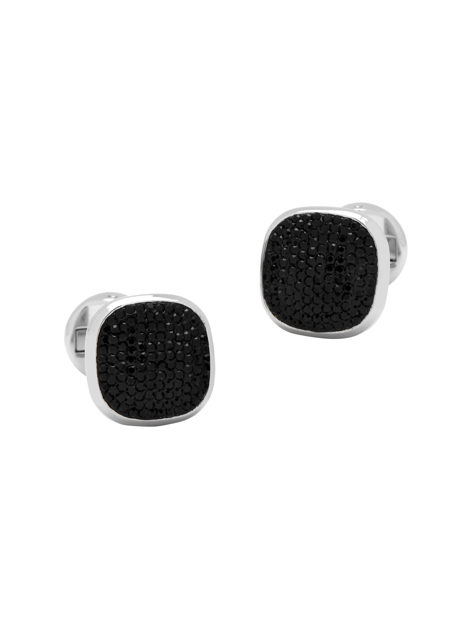 Cufflinks, Inc. Men's Stainless Steel & Black Pavé Crystal Cufflinks - Black