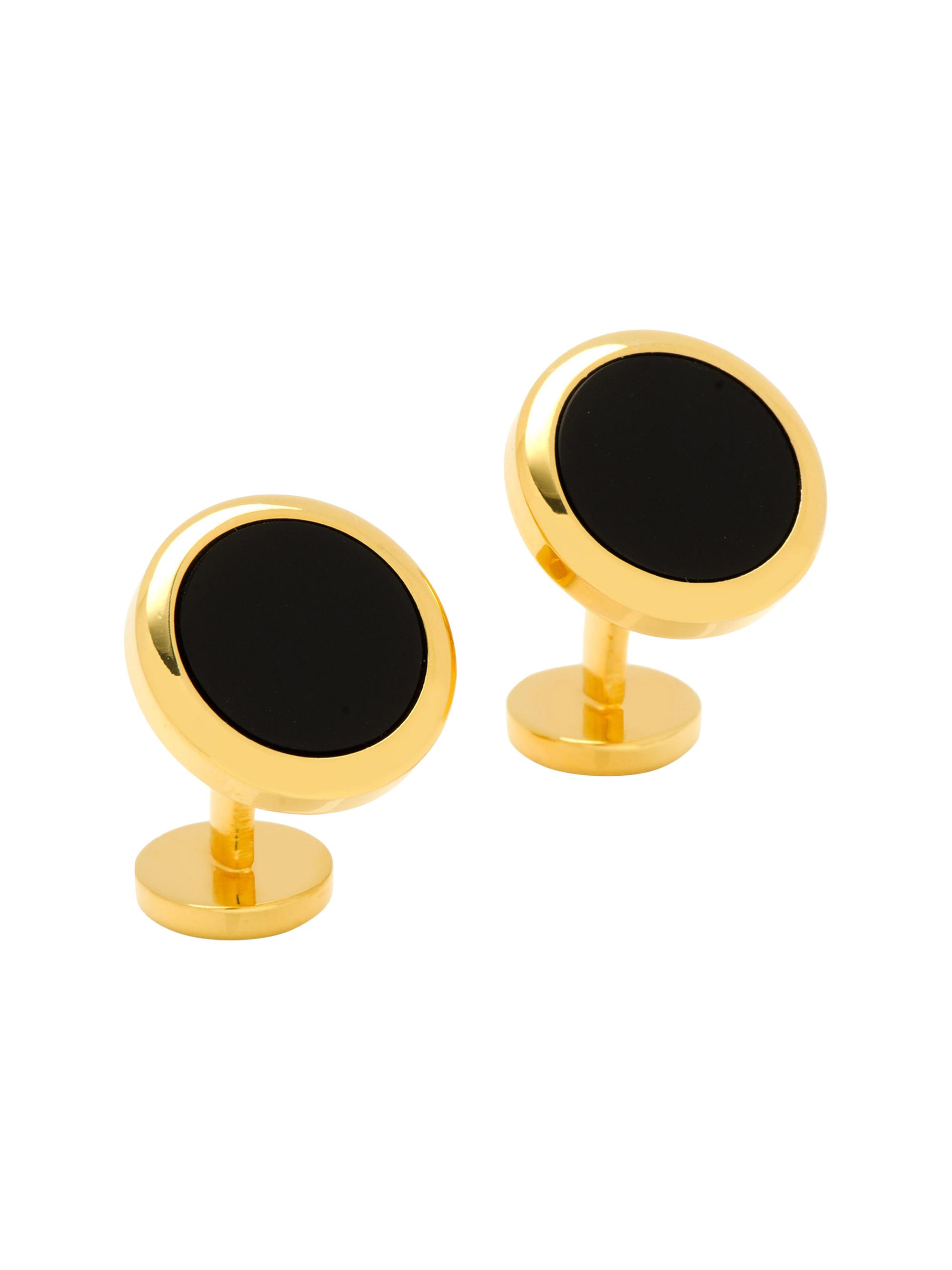 Cufflinks, Inc. Men's Metal & Onyx & Mother Of Pearl Beveled Cufflinks - Black