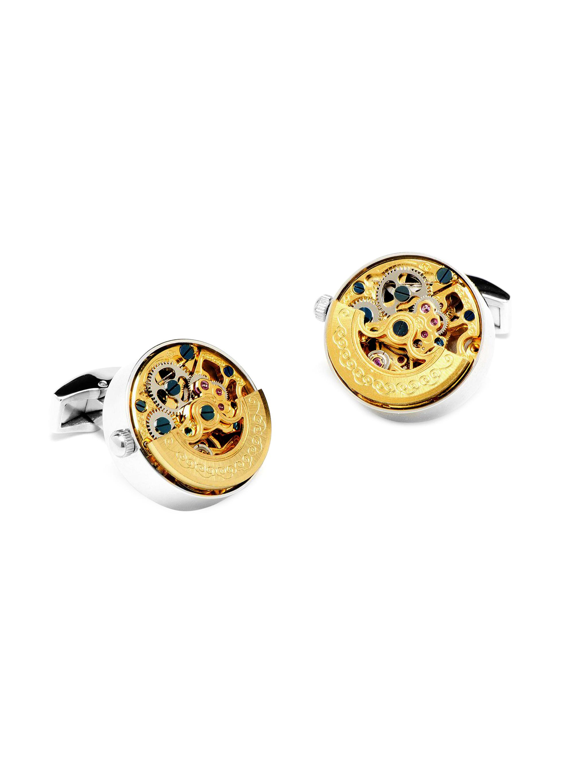 Cufflinks, Inc. Men's Gold-Plated Stainless Steel Kinetic Watch Movement Cufflinks - Gold
