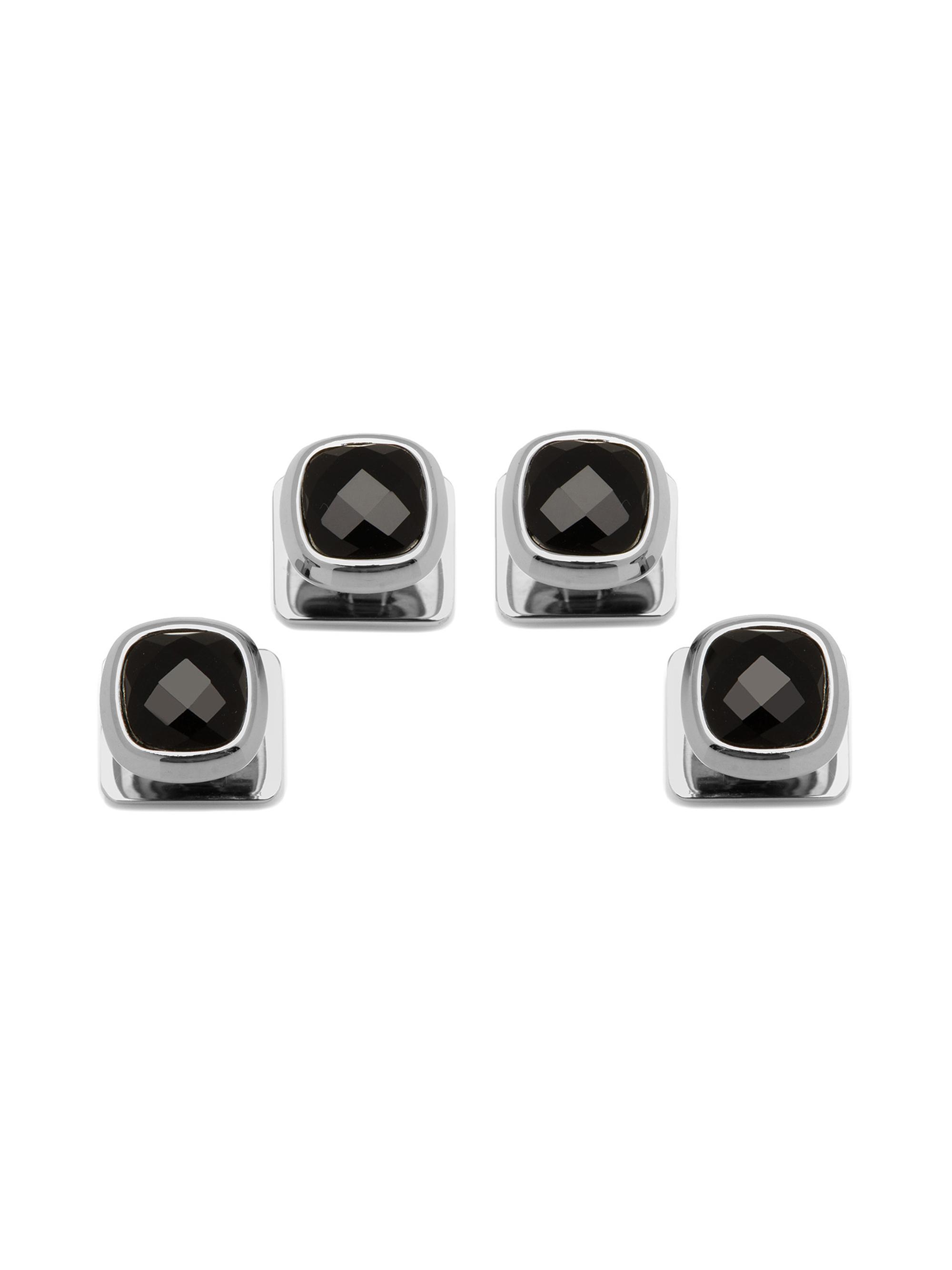 Cufflinks, Inc. Men's Faceted Onyx Cushion Studs - Black