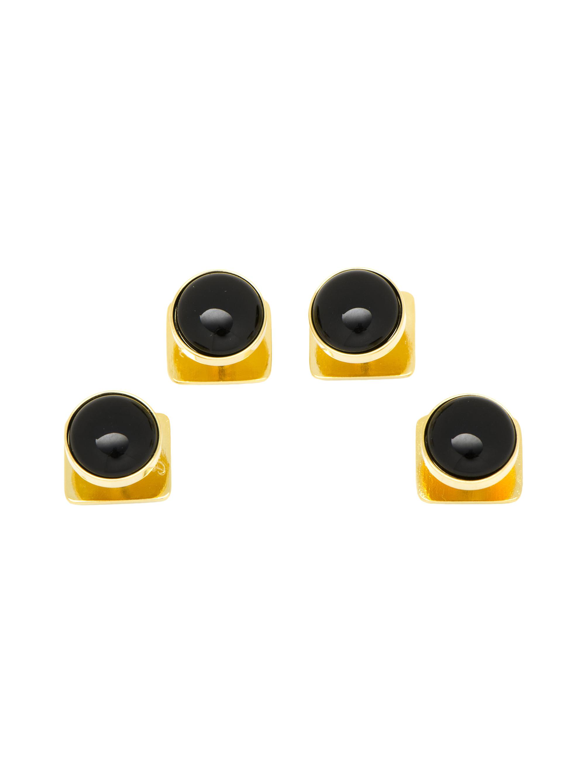 Cufflinks, Inc. Men's Gold-Plated Silver & Onyx Studs - Black