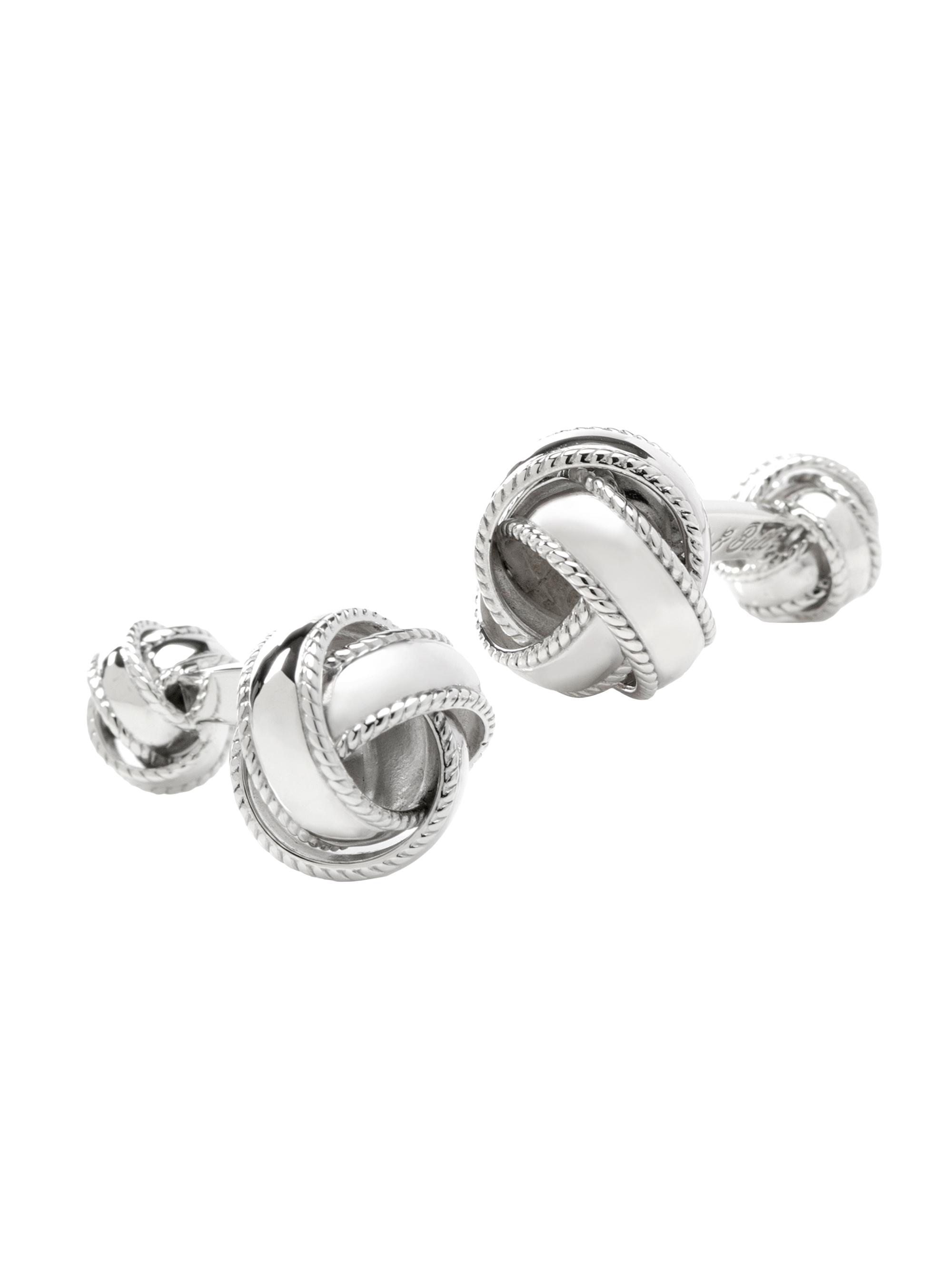 Cufflinks, Inc. Men's Sterling Silver Braided Knot Cufflinks - Silver