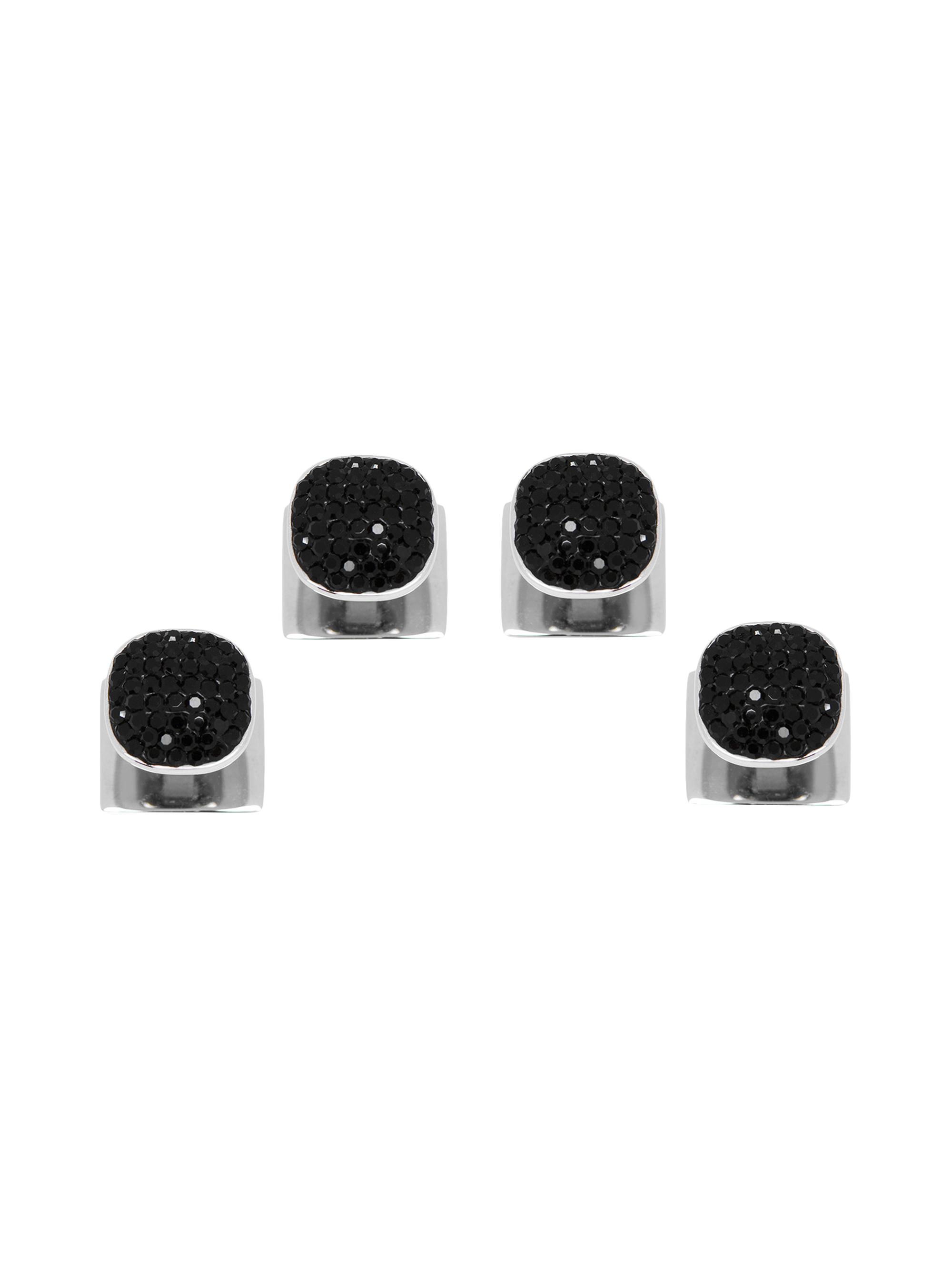 Cufflinks, Inc. Men's Stainless Steel & Black Pavé Crystal Studs - Black