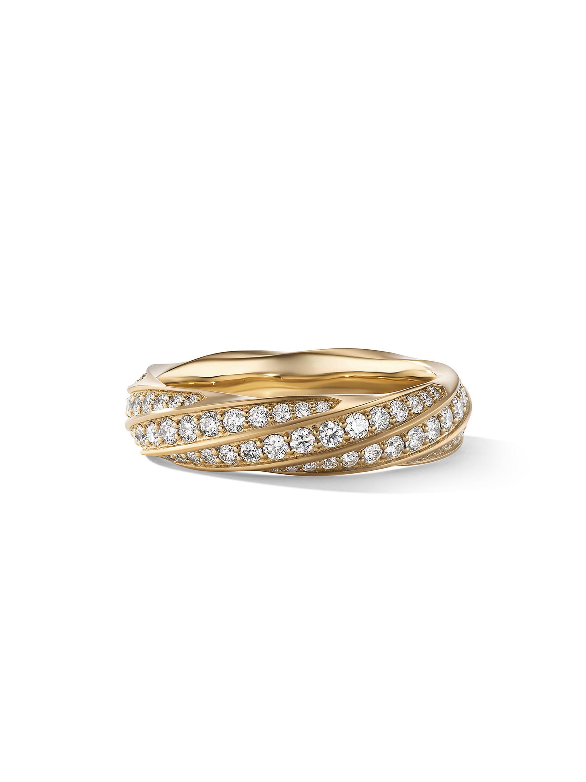 David Yurman Men's 6MM Cable Edge Band Ring With Pavé Diamonds - Gold