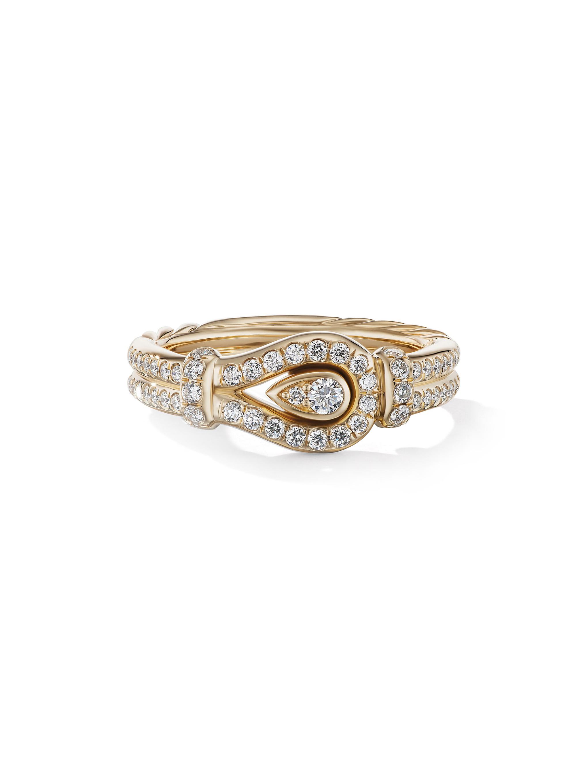 David Yurman Women's Throughbred Loop Ring In 18K Yellow Gold With 0.44 TCW Full Pavé Diamonds - Gold