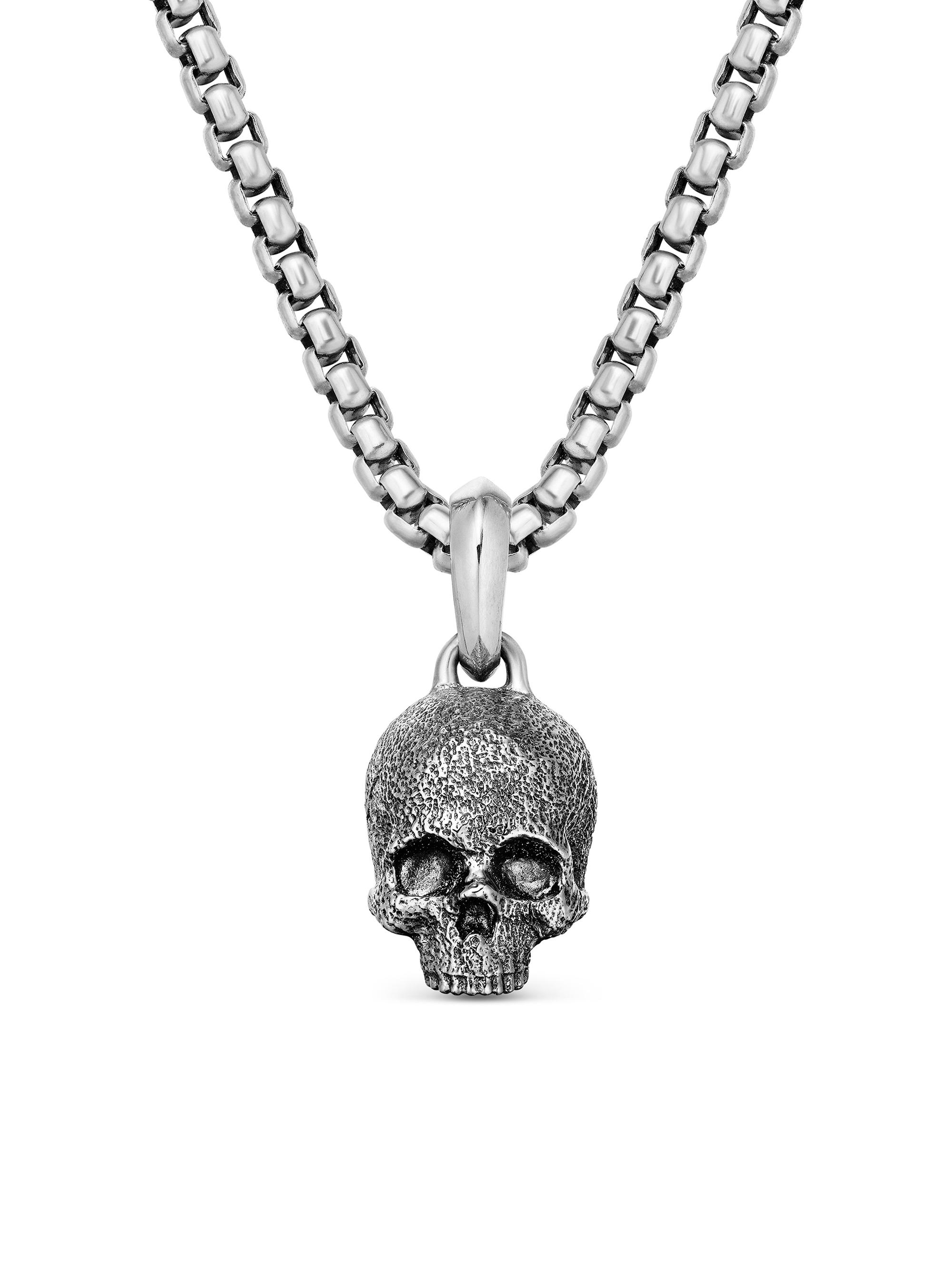 David Yurman Men's Sterling Silver Waves Skull Amulet - Silver Black