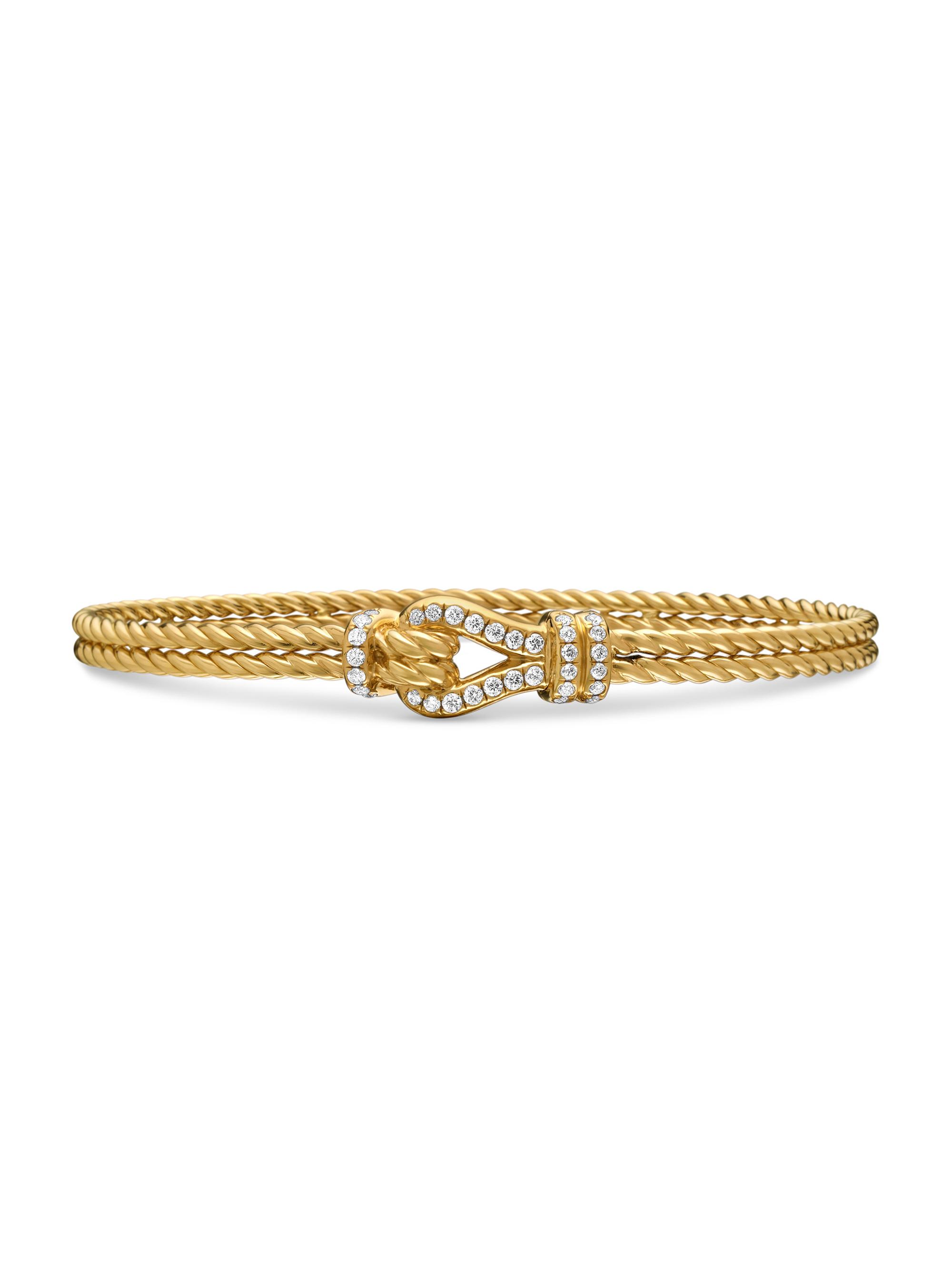David Yurman Women's Thoroughbred Loop Bracelet in 18K Yellow Gold - Diamond