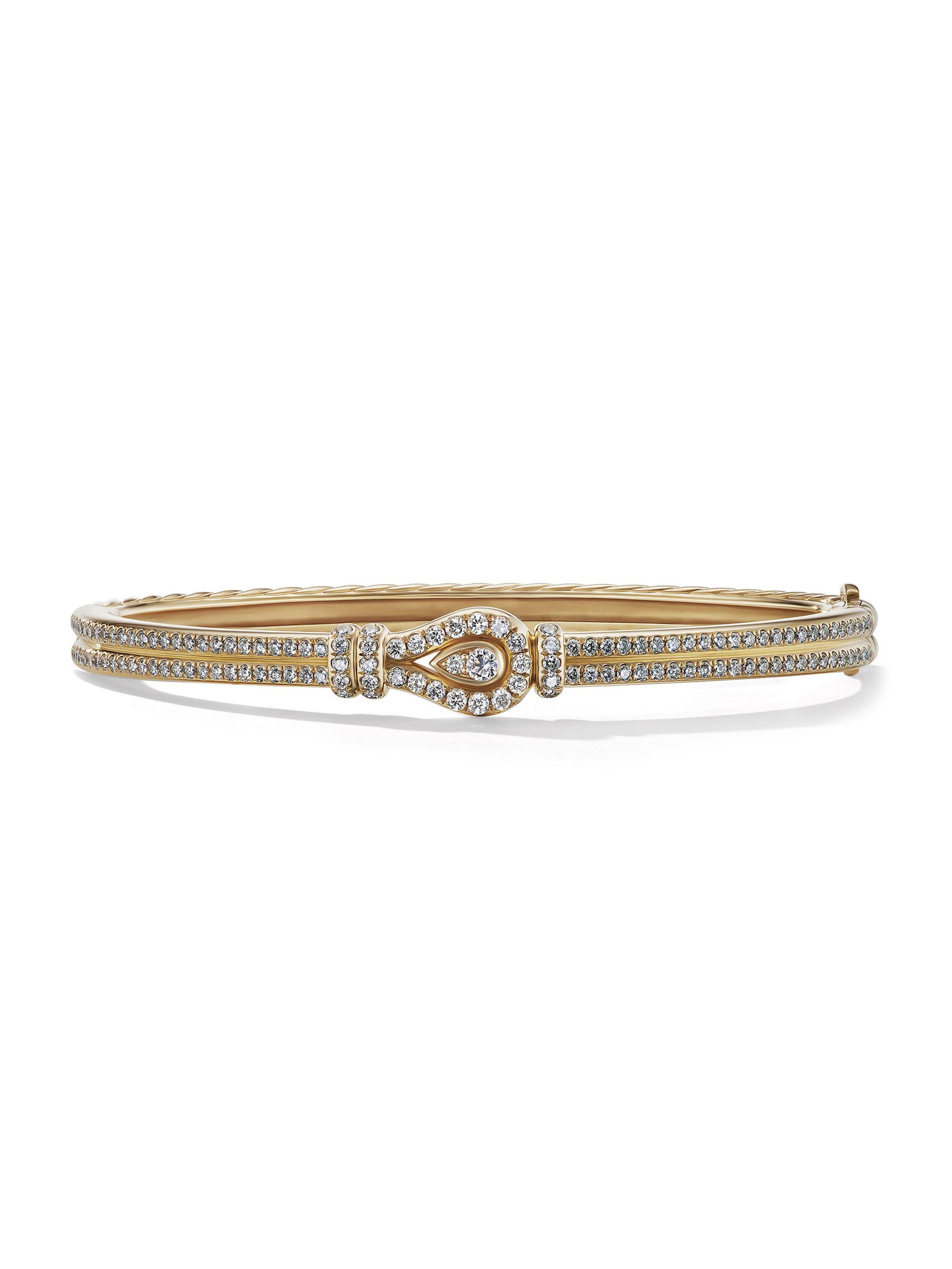 David Yurman Women's Thoroughbred Loop Bracelet In 18K Yellow Gold With 1.02 TCW Pavé Diamonds - Gold