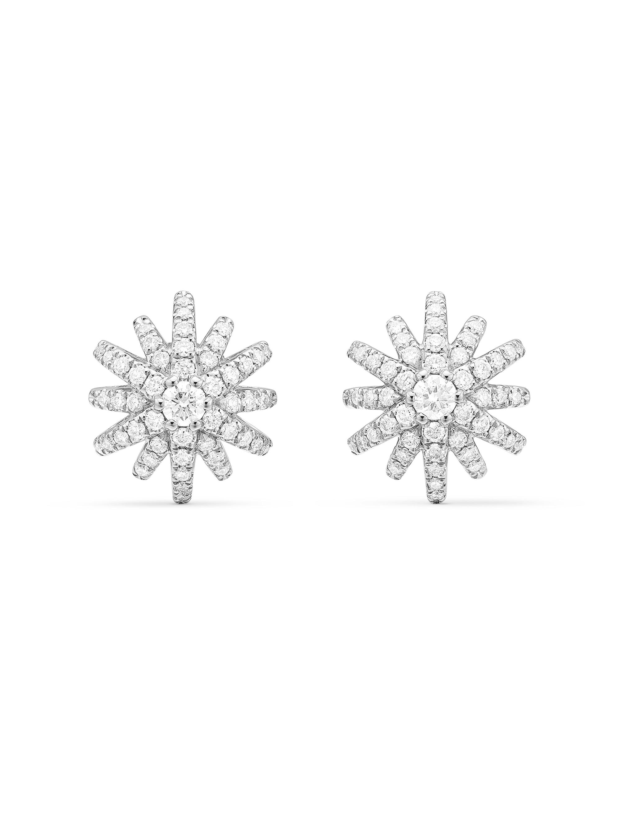 David Yurman Women's Starburst Stud Earrings in 18K White Gold with Diamonds, 11.7mm - Diamond