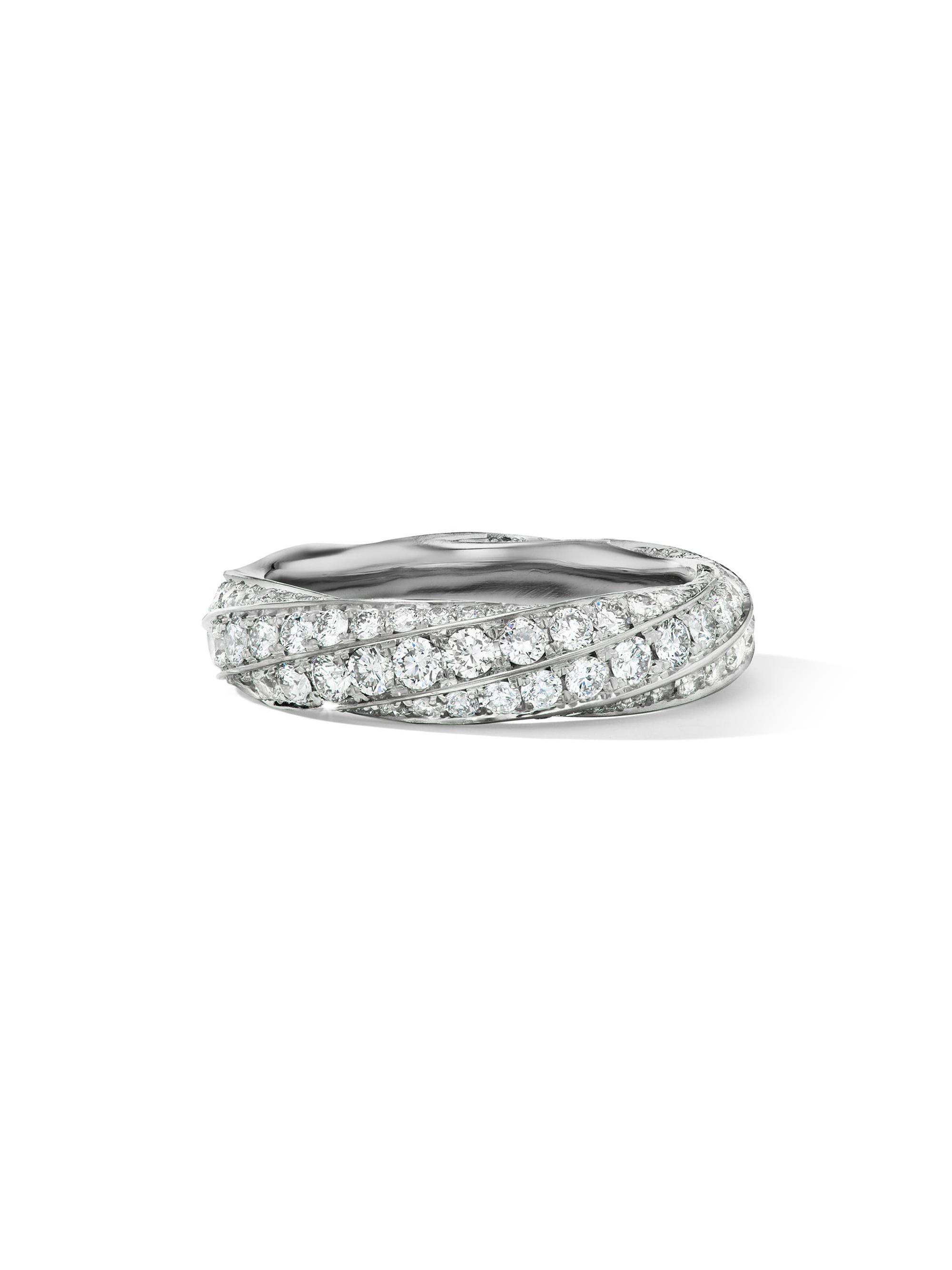 David Yurman Women's Cable Edge Band Ring In Sterling Silver With Pavé Diamonds