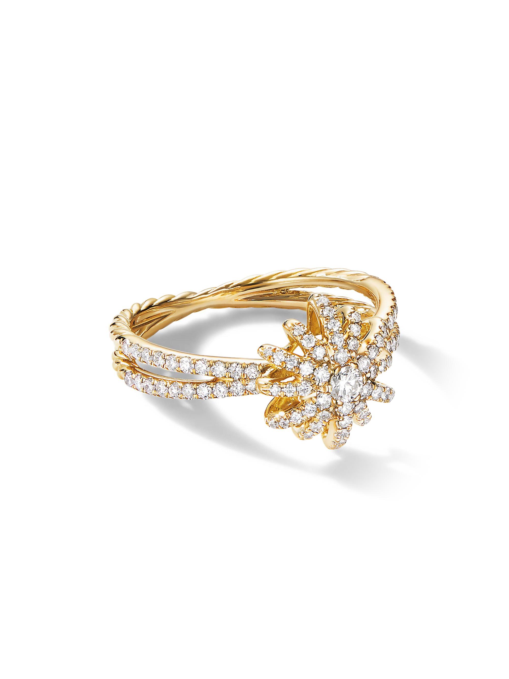 David Yurman Women's Starburst Ring in 18K Gold with Pavé Diamonds - Yellow Gold