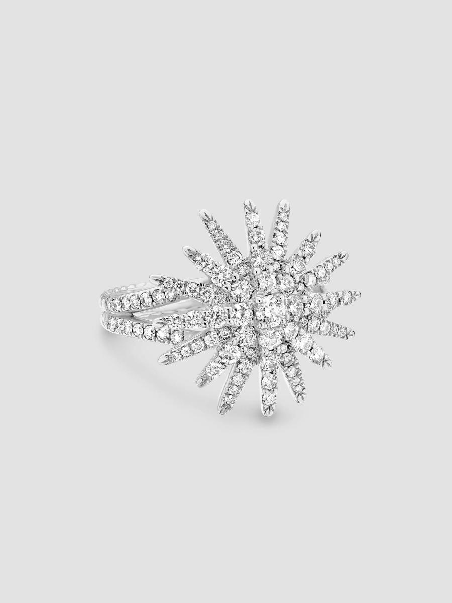 David Yurman Women's Starburst Ring In 18k White Gold In Diamond