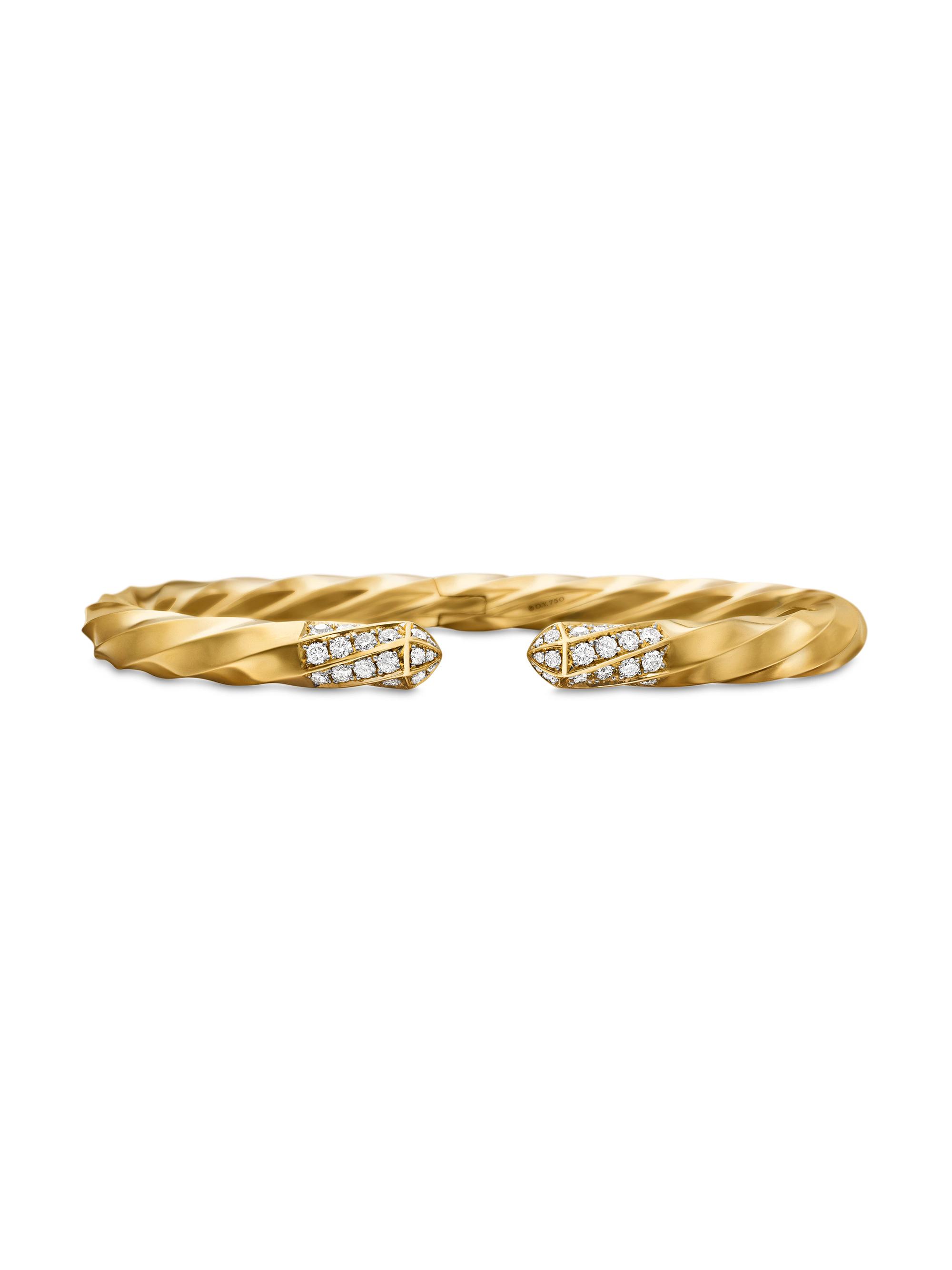 David Yurman Women's Cable Edge Bracelet In 18K Yellow Gold With Pavé Diamonds
