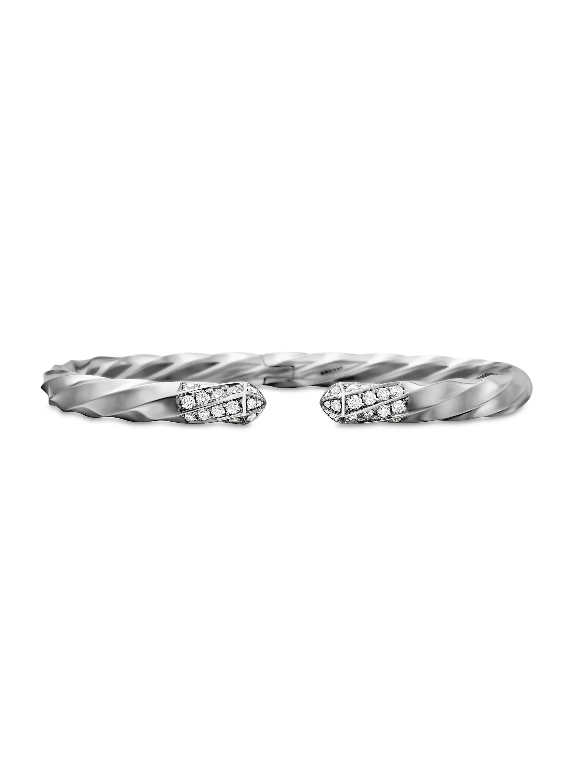 David Yurman Women's Cable Edge Bracelet In Sterling Silver With Pavé Diamonds