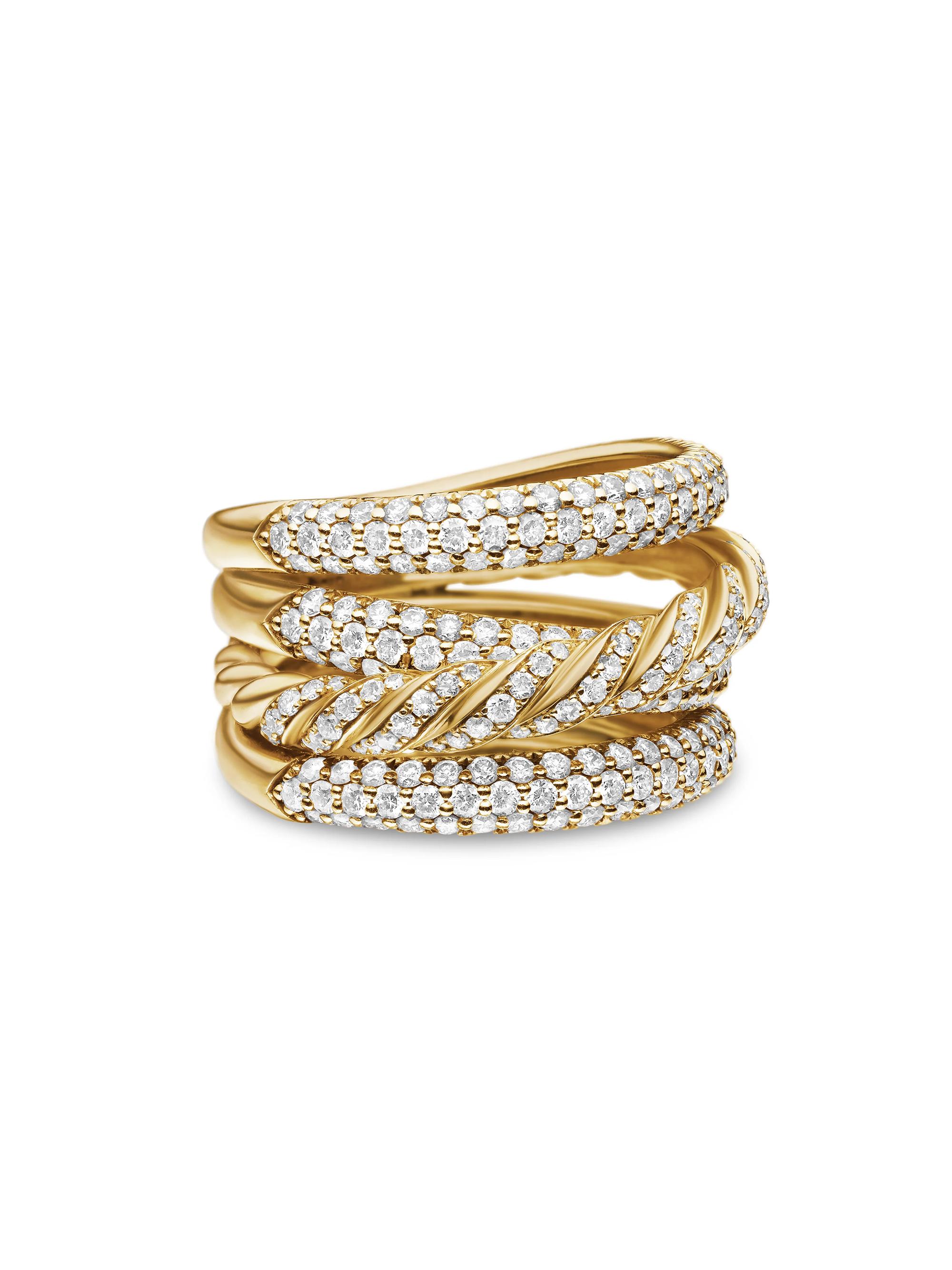 David Yurman Women's Sculpted Cable Four Row Ring in 18K Yellow Gold - Gold