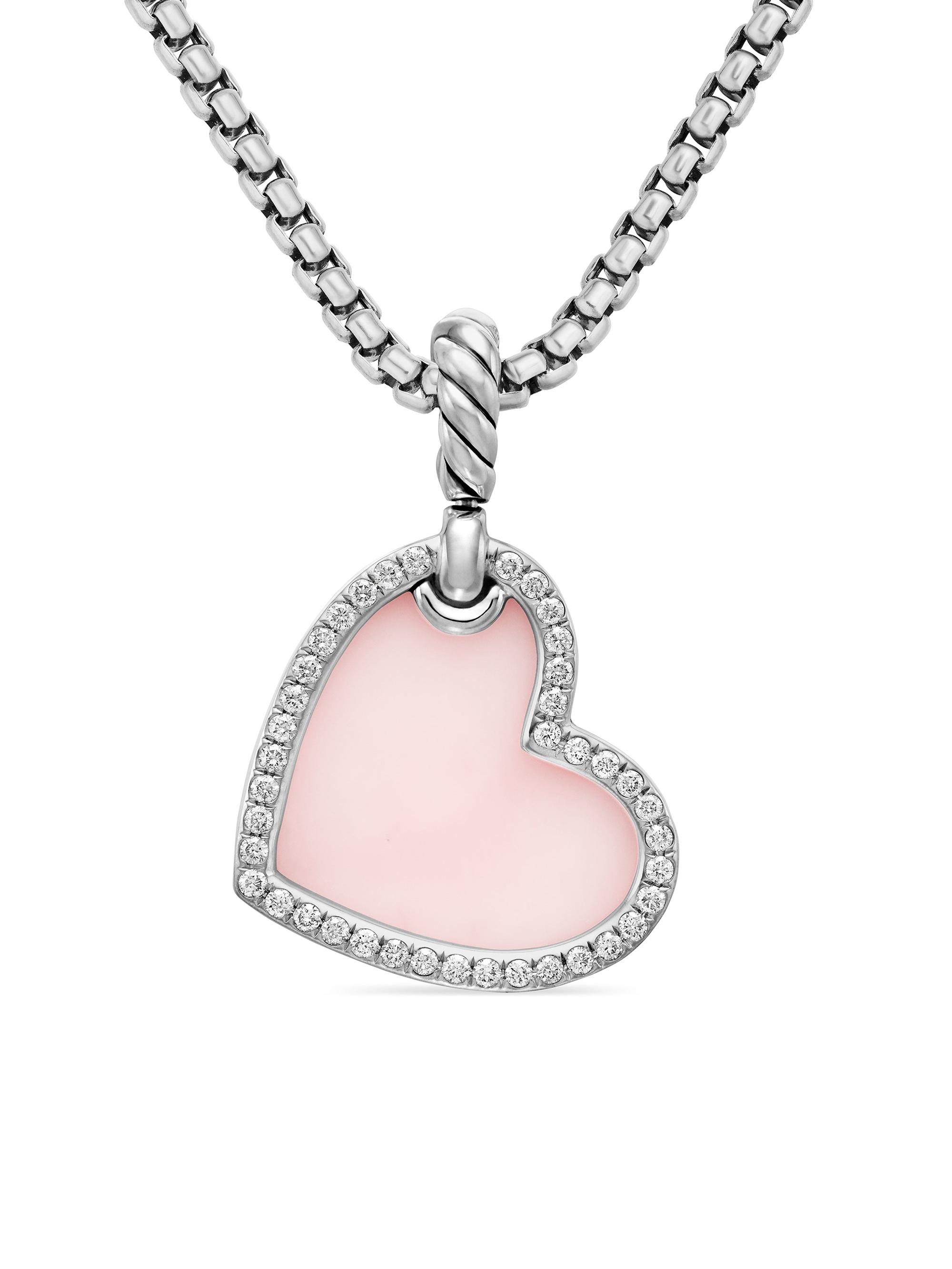 David Yurman Women's DY Elements Heart Amulet in Sterling Silver - Pink Opal