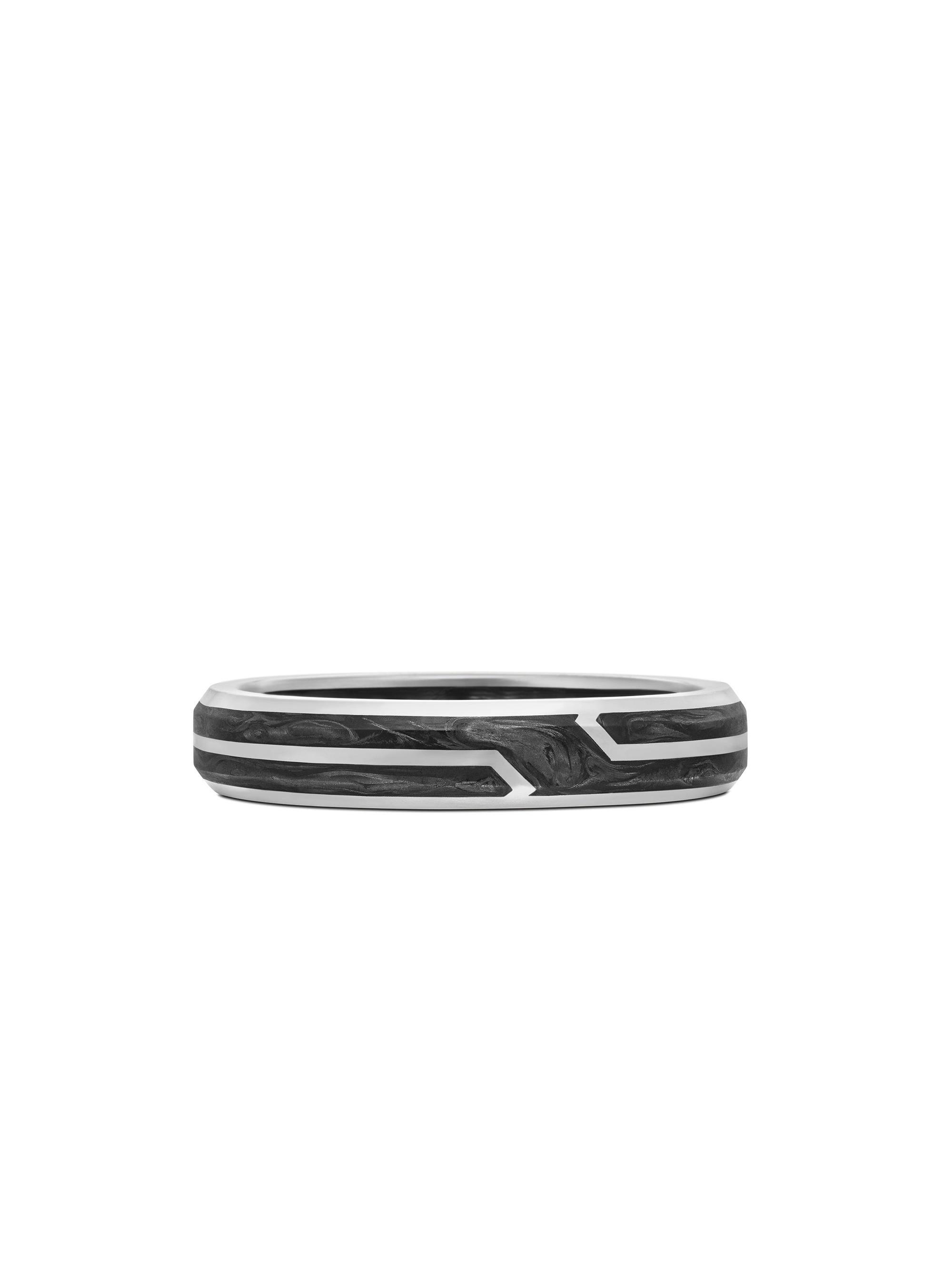 David Yurman Men's Forged Carbon Band Ring in 18K White Gold, 4MM