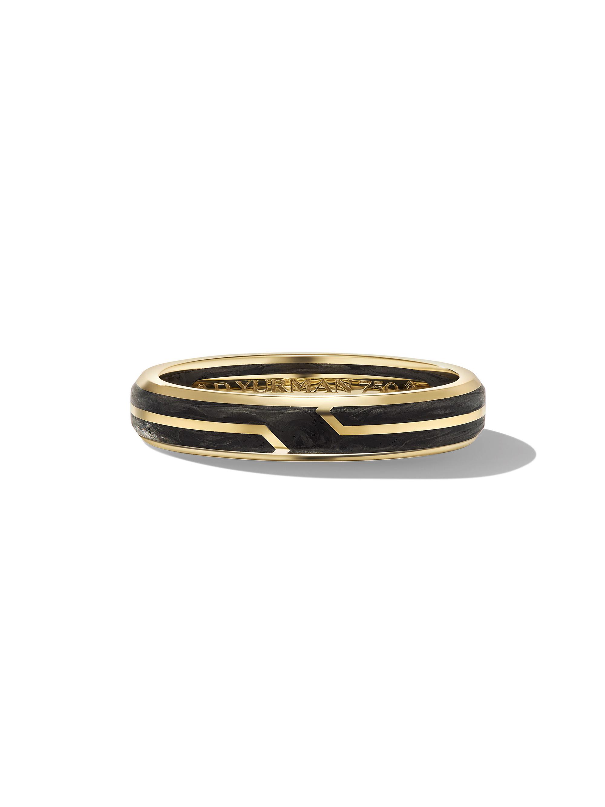 David Yurman Men's Forged Carbon Band Ring in 1K Yellow Gold - Black