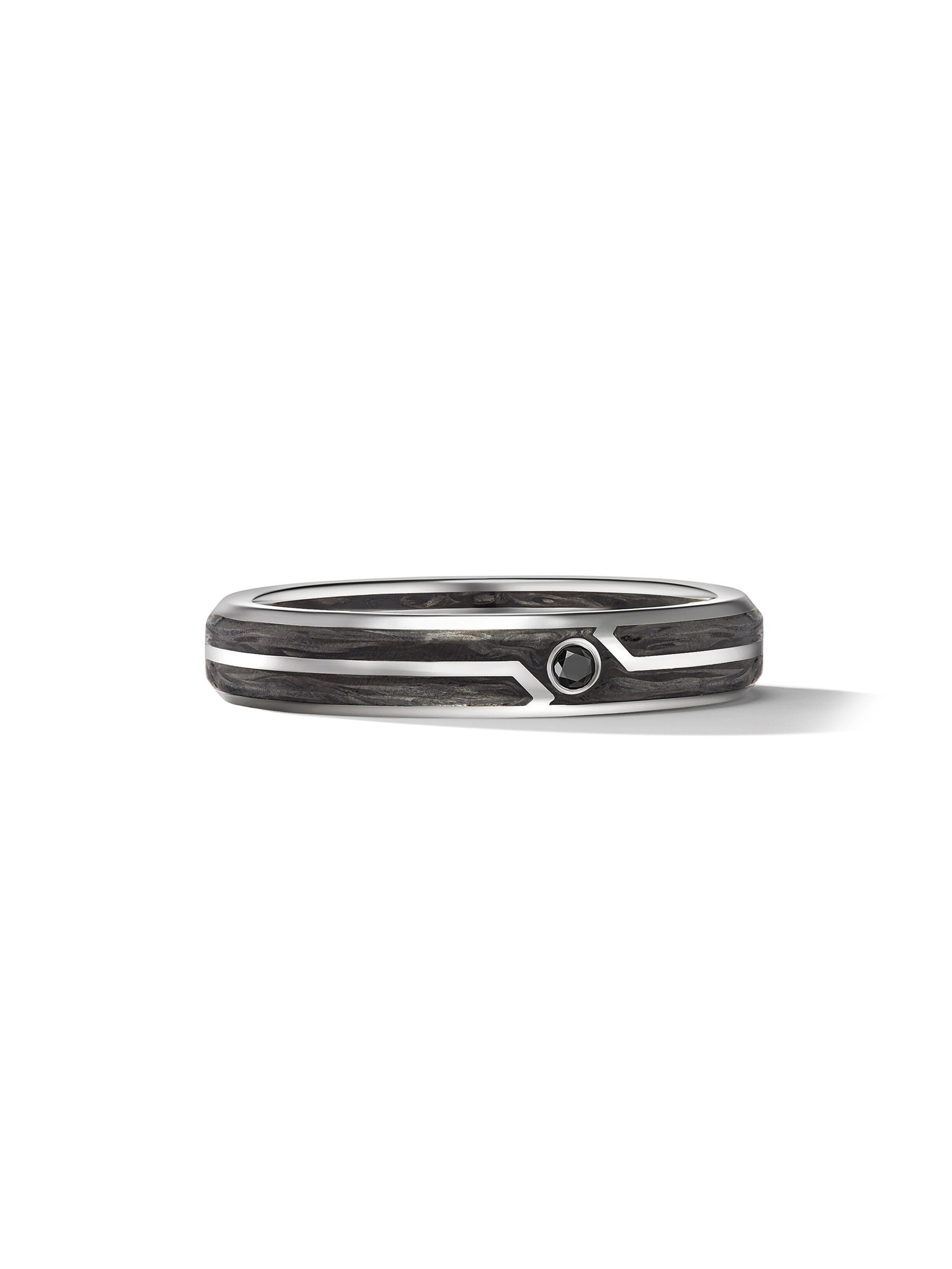 David Yurman Men's Forged Carbon Band Ring in 1K White Gold, 4MM - Black
