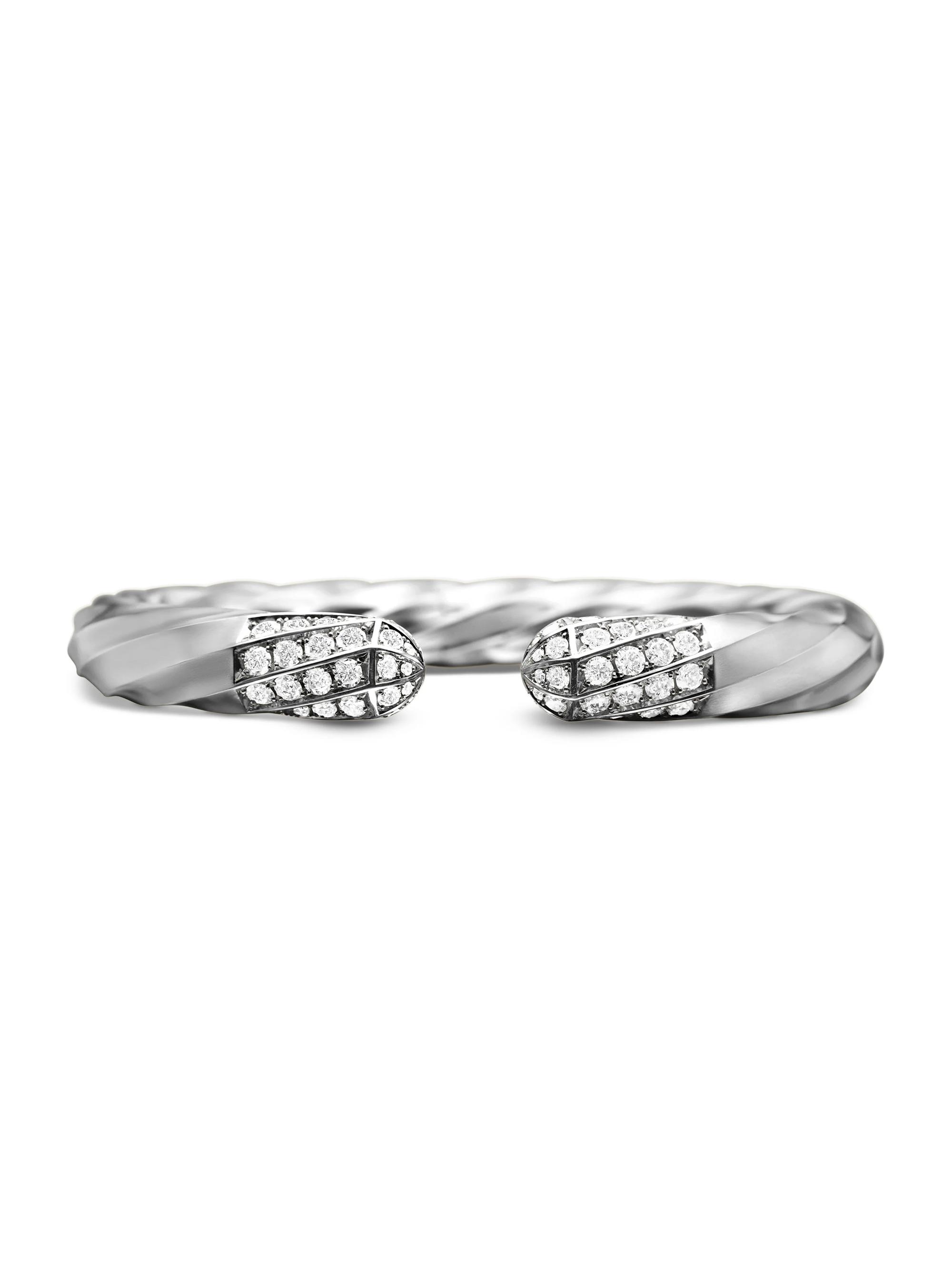 David Yurman Women's Cable Sterling Silver & Diamonds Open Cuff Bracelet - Diamond