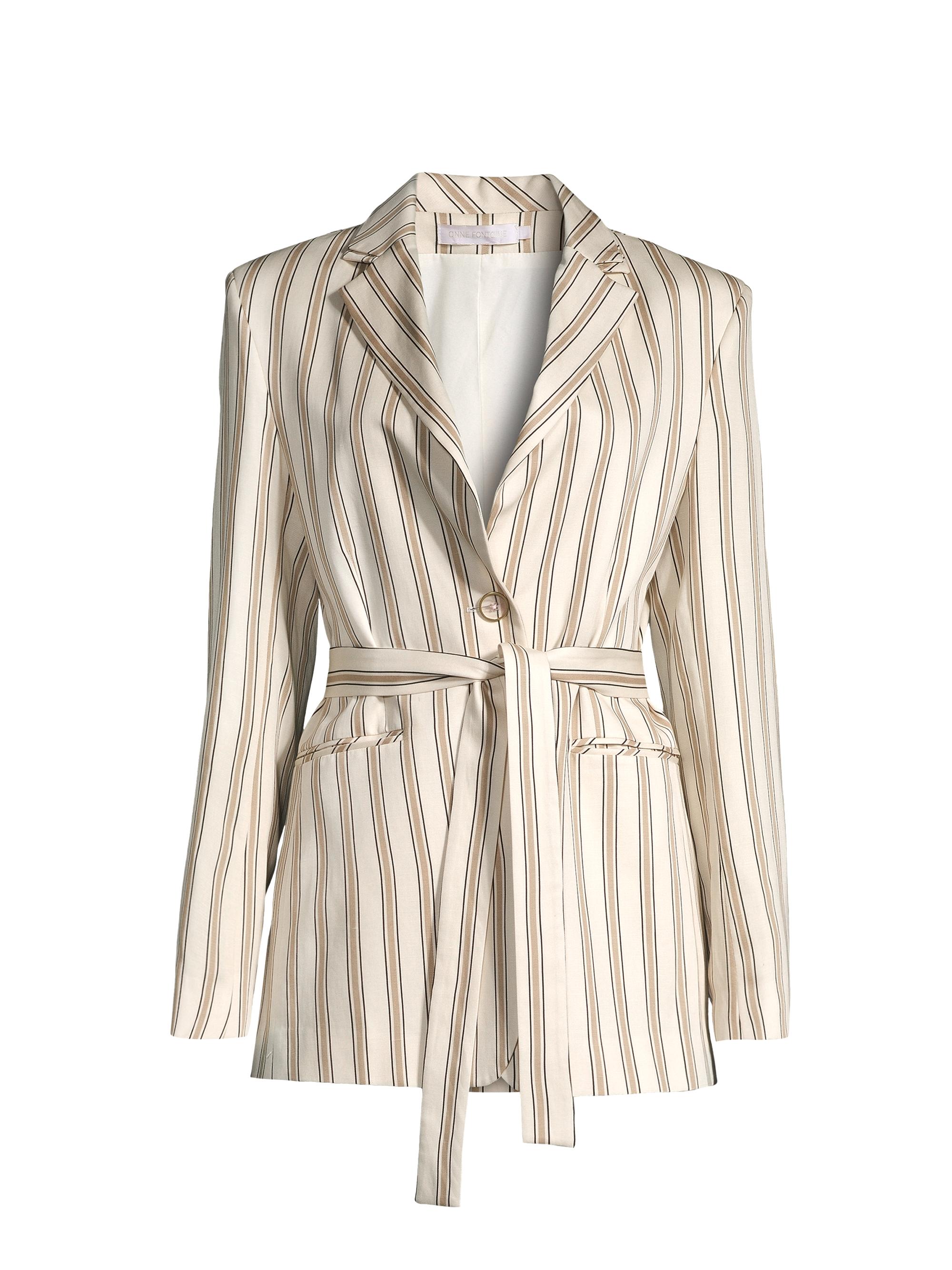 Anne Fontaine Women's Sud Striped Belted Blazer - Almond Milk