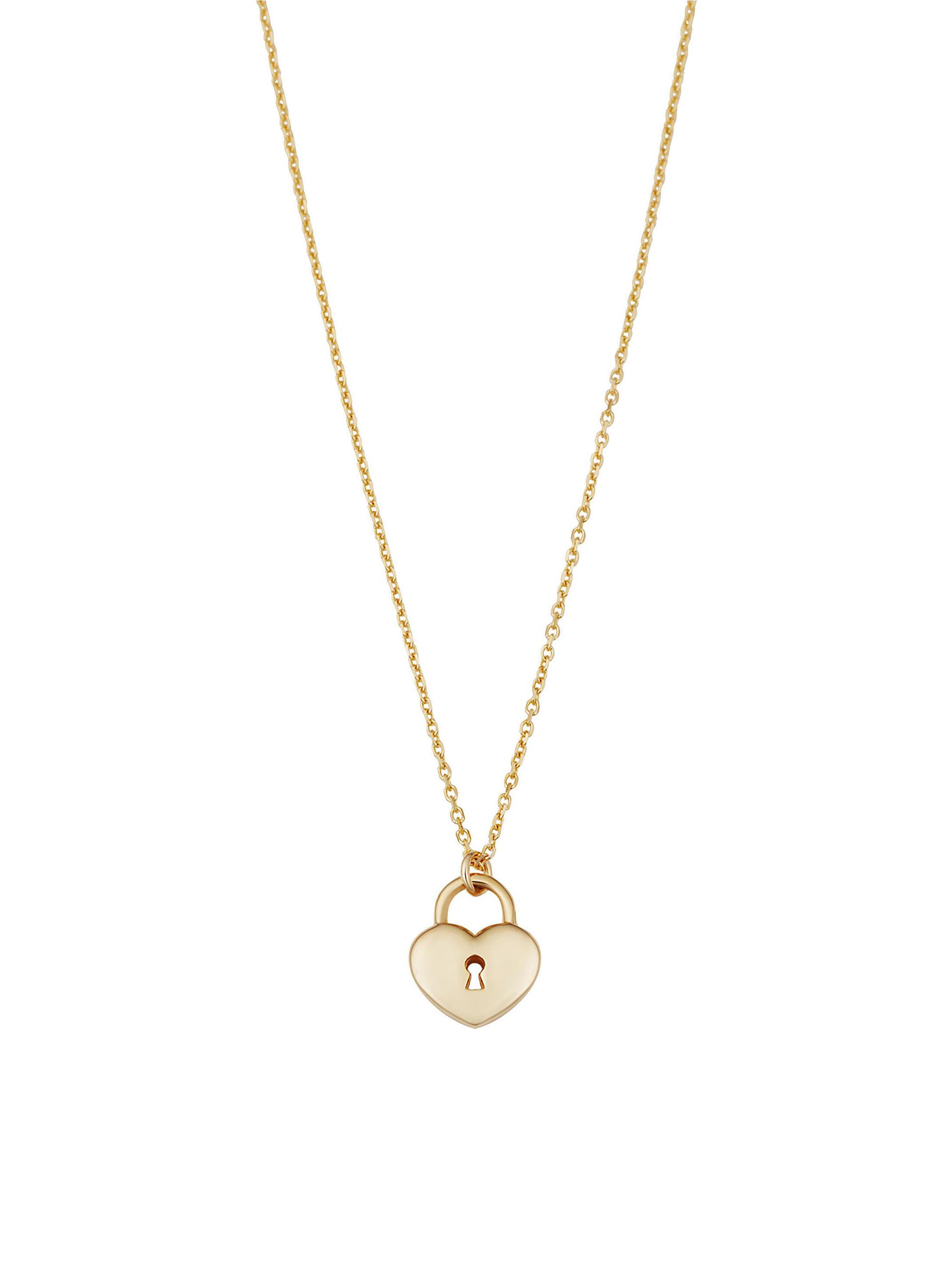 Oradina Women's 14K Yellow Gold Unlock My Heart Pendant Necklace - Yellow Gold