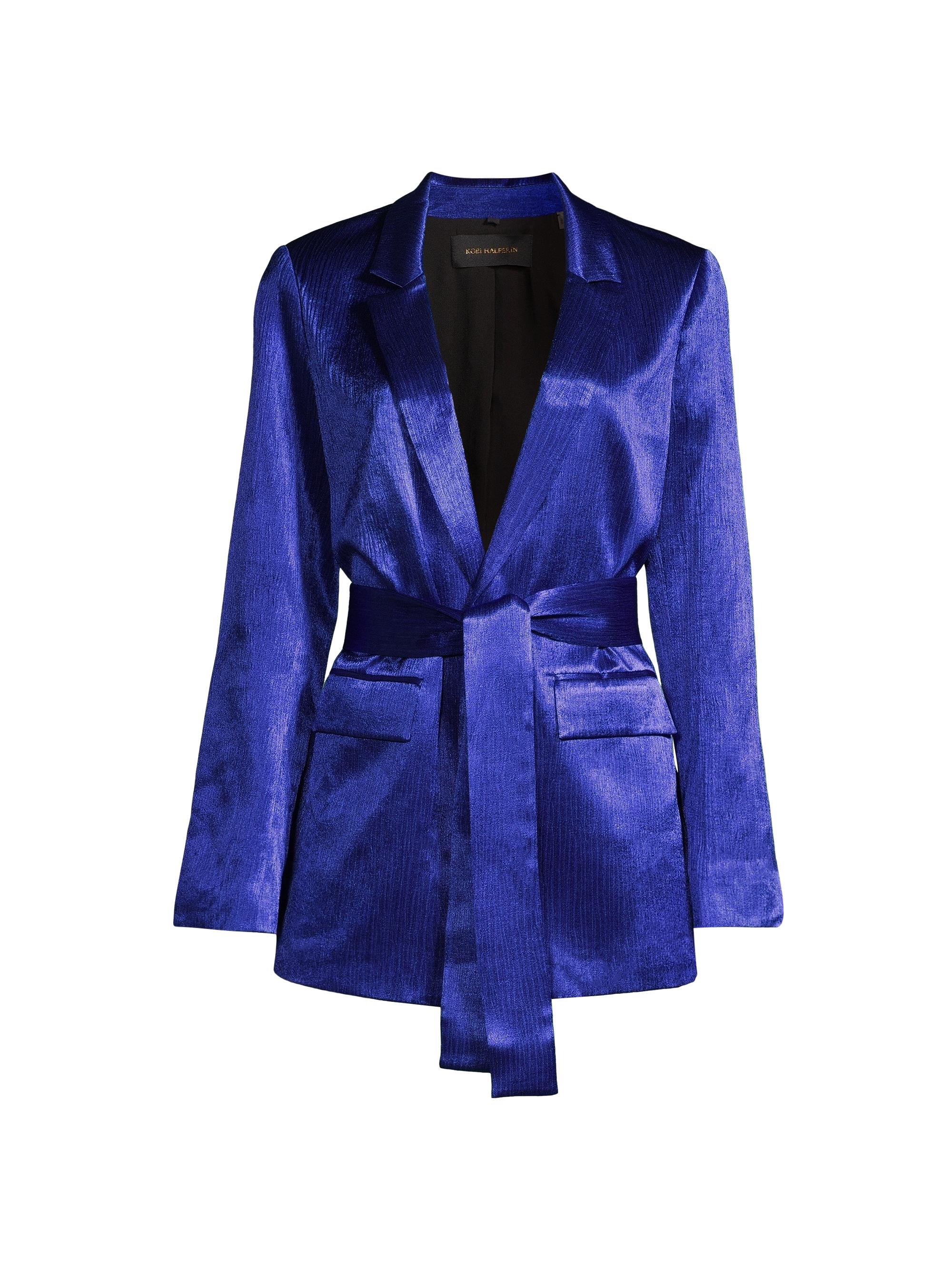 Kobi Halperin Women's Cassidy Belted Crinkle Satin Jacket - Twilight