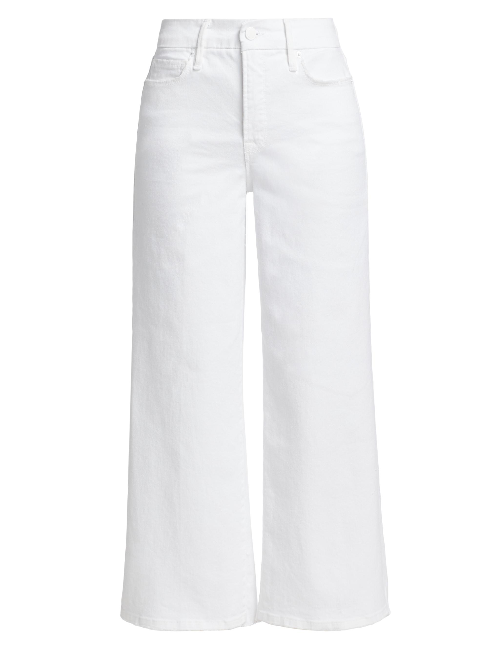 Good American Women's Good Waist Palazzo Ankle-Crop Jeans - White