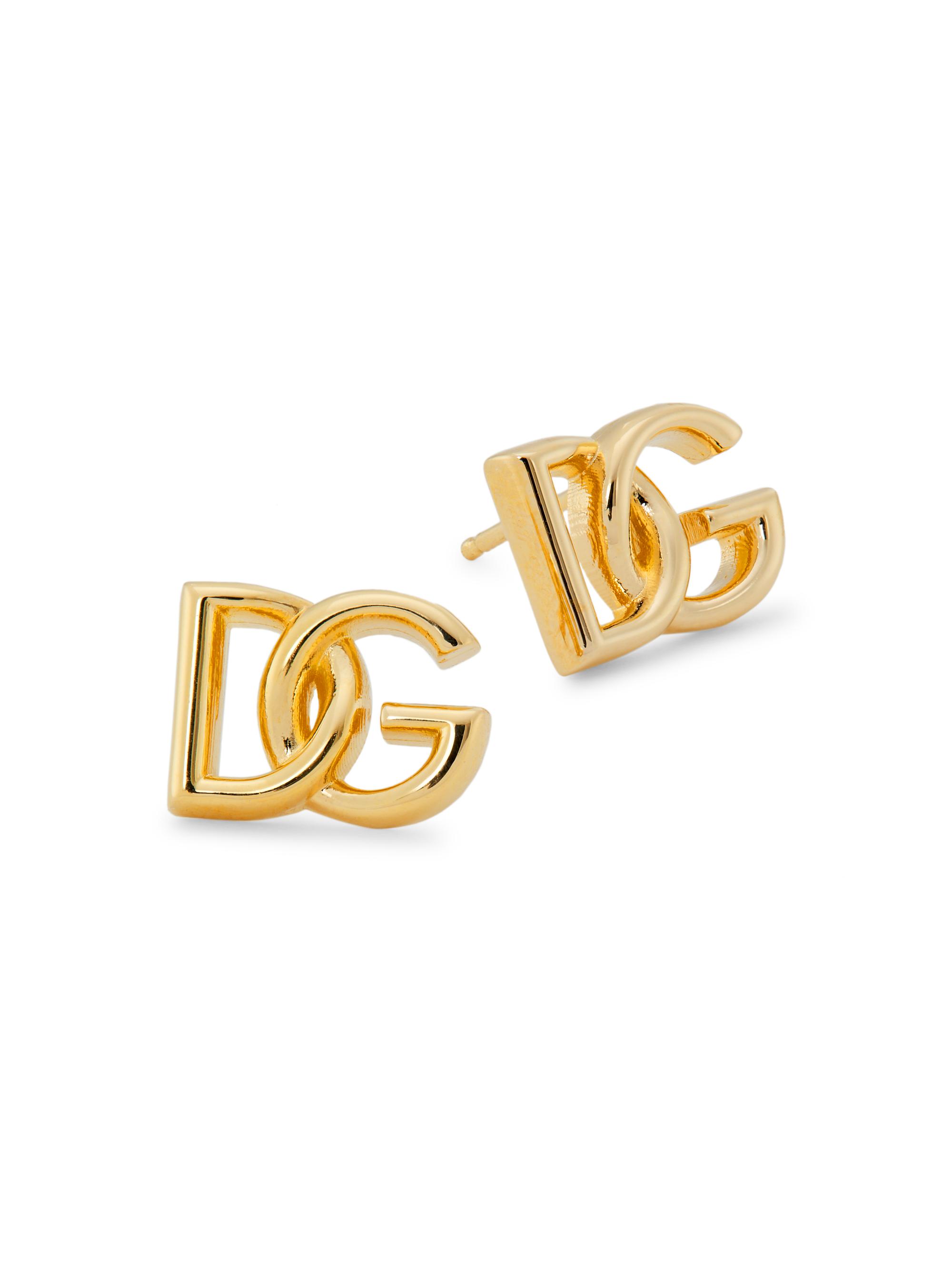 Dolce & Gabbana Women's Silvertone Monogram Stud Earrings - Gold