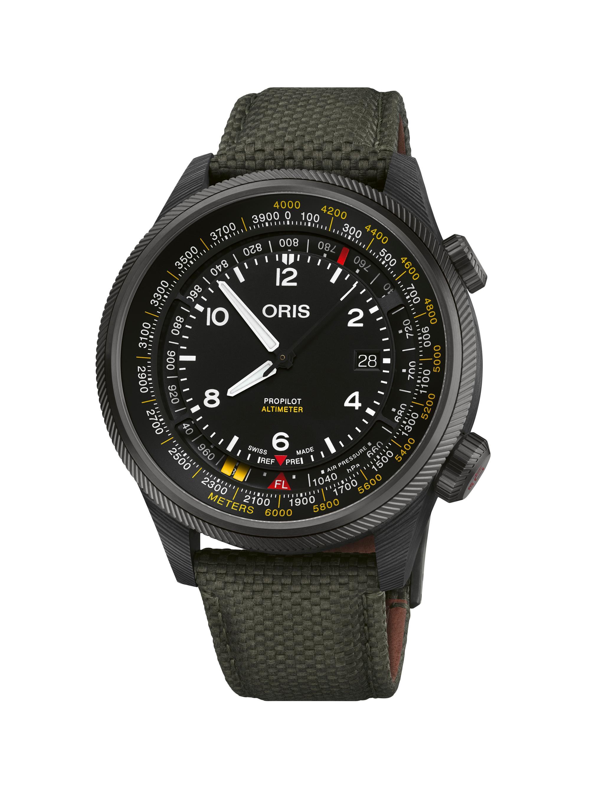 Oris Men's ProPilot Carbon, Titanium & Textile Altimeter Watch - Black