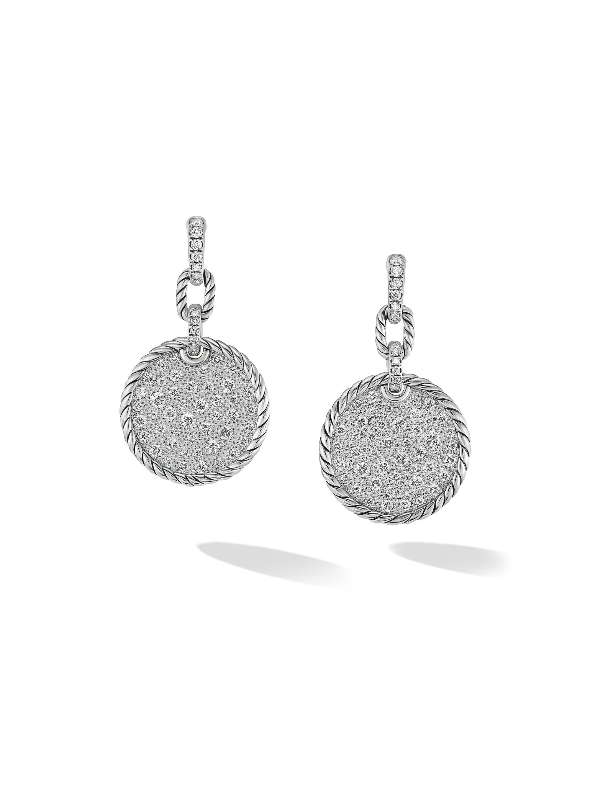 David Yurman Women's DY Elements Convertible Drop Earrings With Pavé Diamonds - Silver