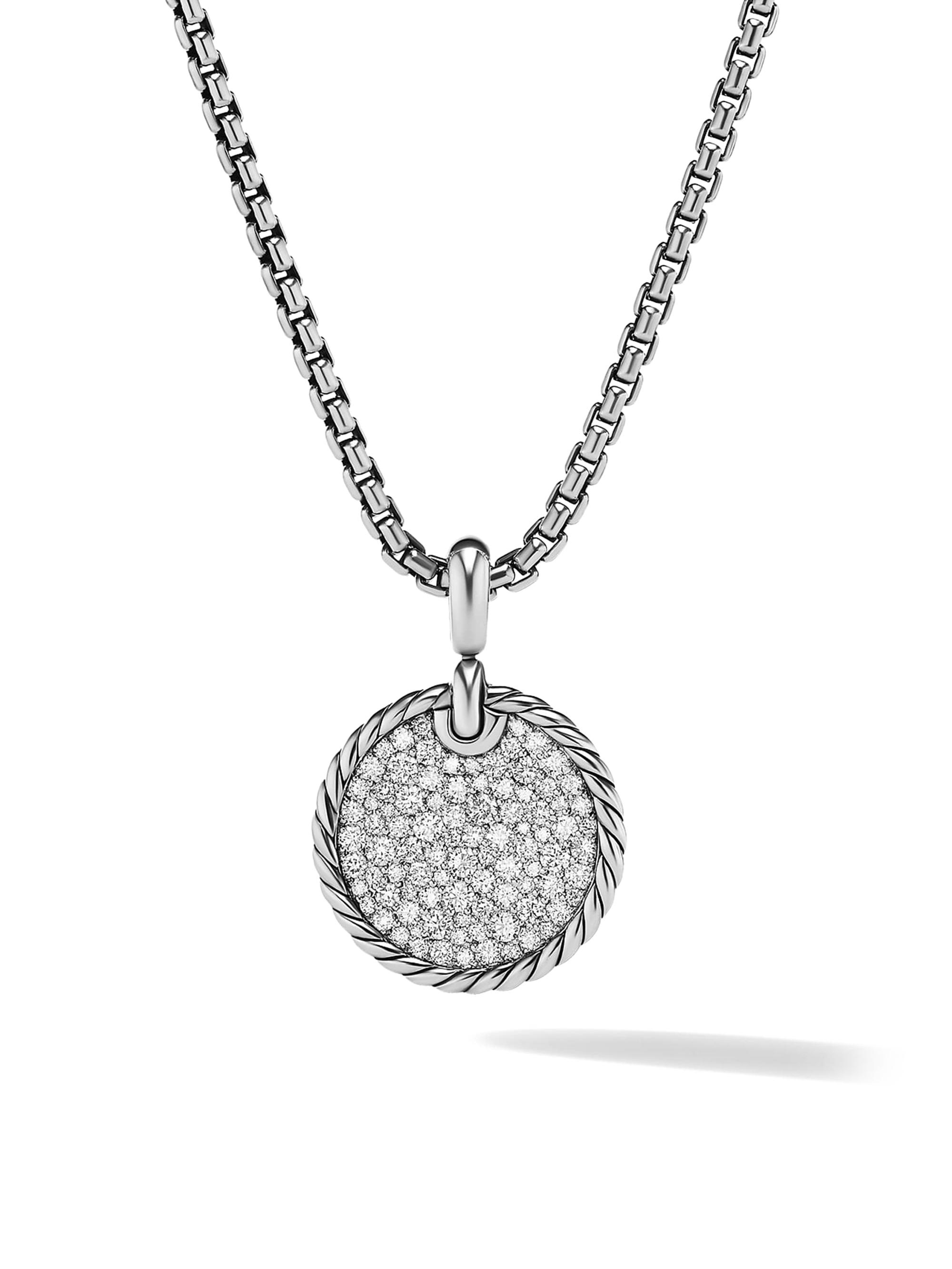 David Yurman Women's DY Elements Disc Pendant in Sterling Silver with Diamonds, 18mm - Diamond