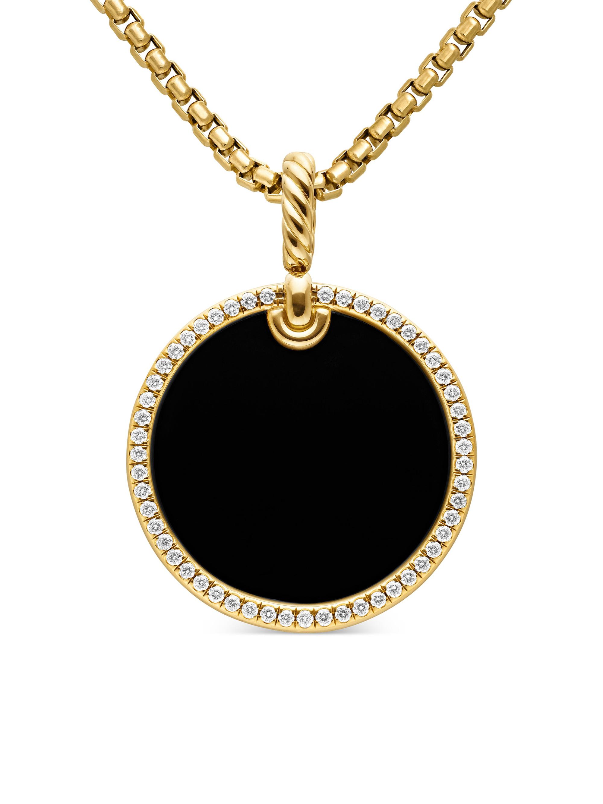 David Yurman Women's DY Elements Disc Pendant in 18K Yellow Gold - Black Onyx